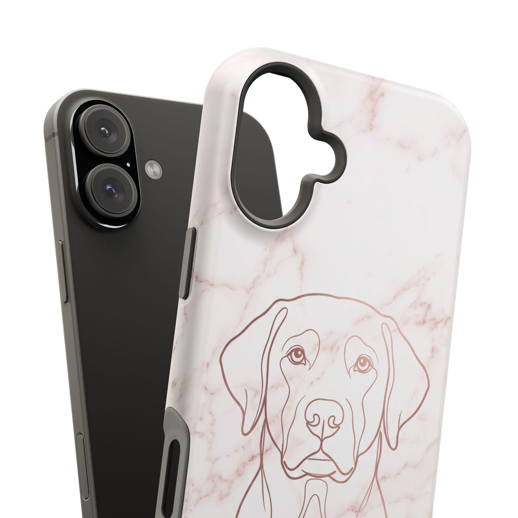 Personalized Rose Gold Marble Labrador Phone Case — Tough Magnetic Case with Wireless Charging