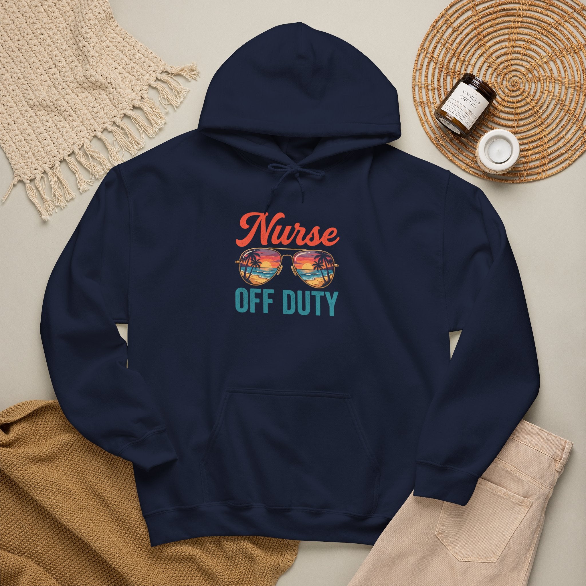 Nurse Off Duty Hoodie — Beach Vacation Nurse Graphic Pullover