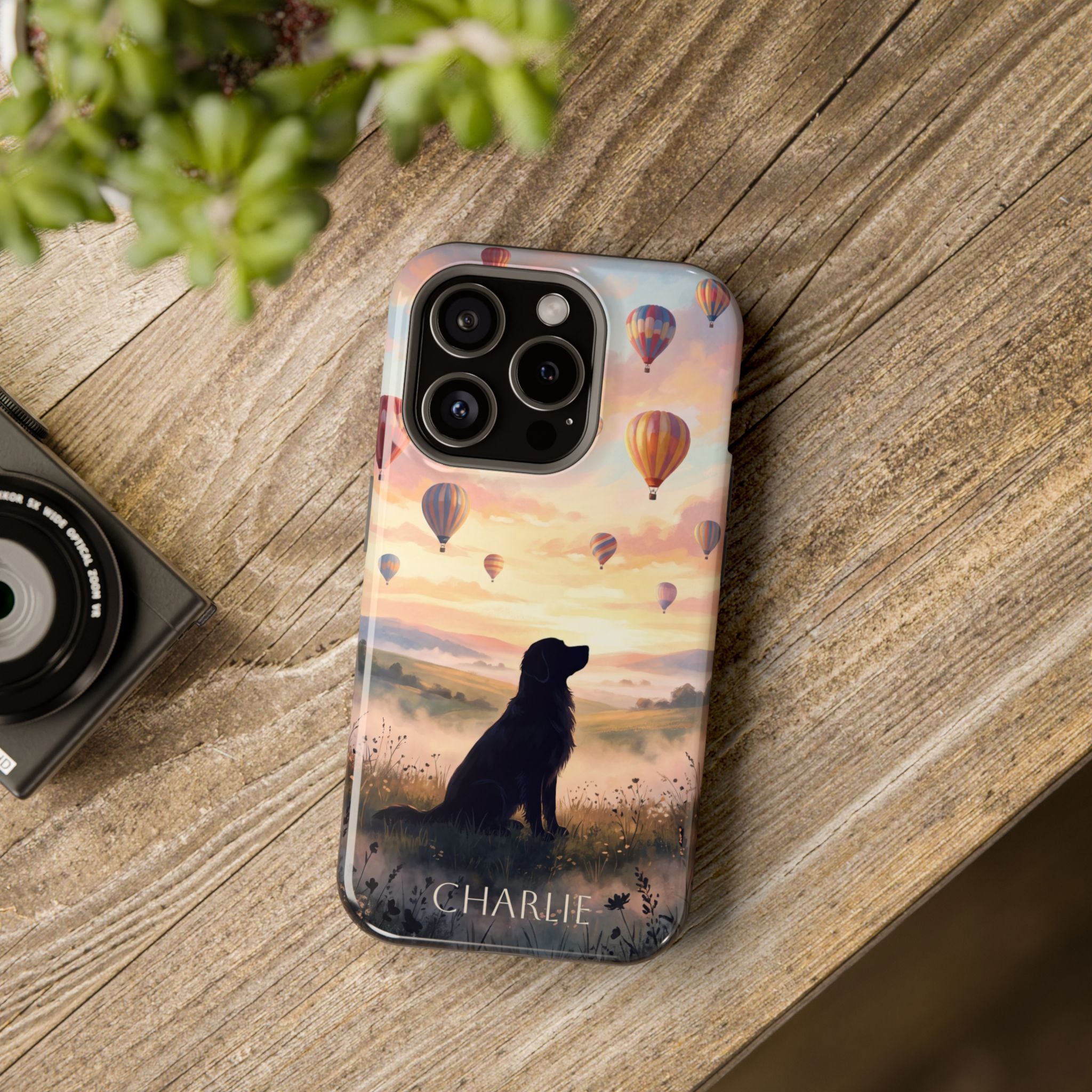 Personalized Golden Retriever Hot Air Balloon Phone Case — Wireless Charging Cover