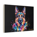 German Shepherd Personalized Canvas | Rainbow Paint Drip Wall Art