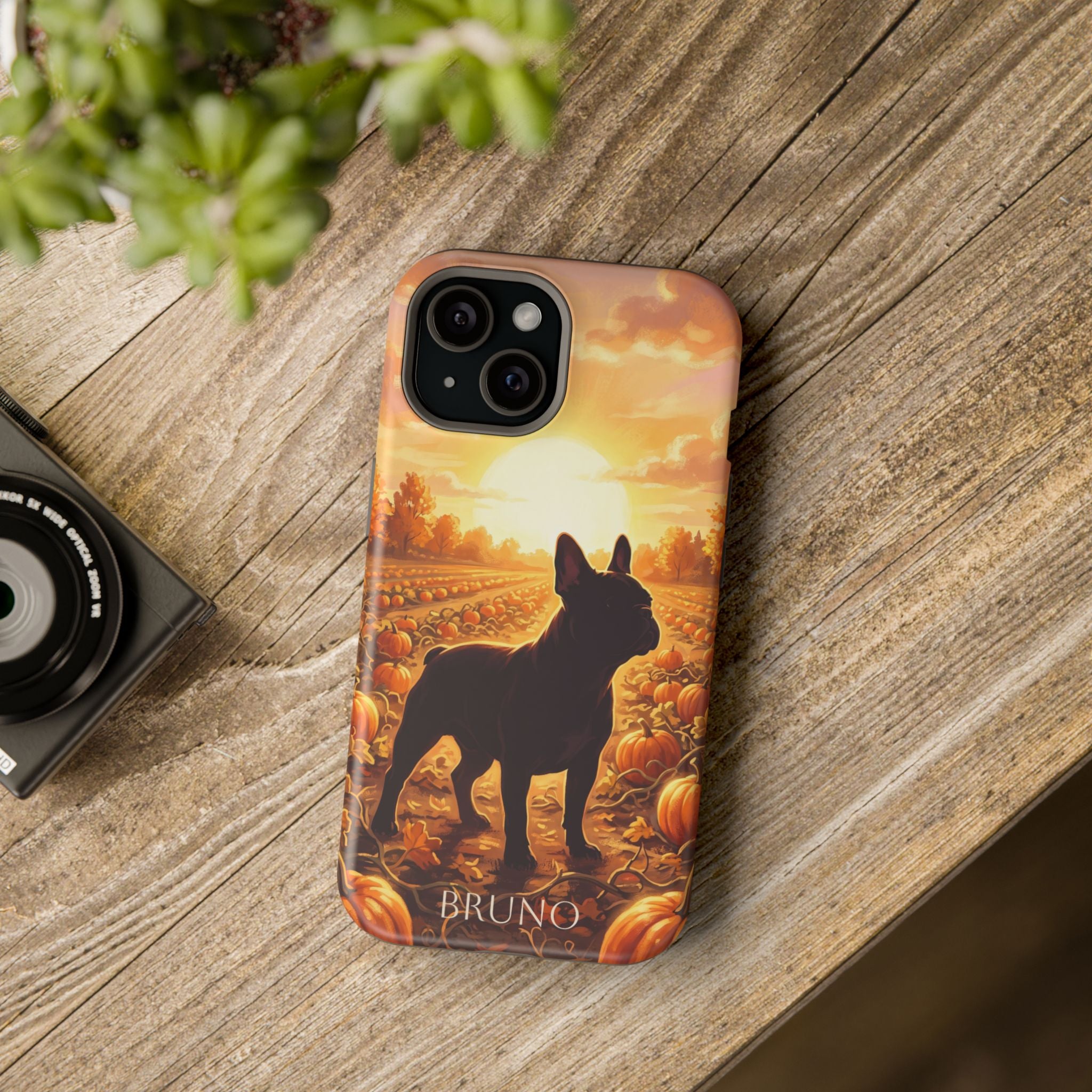Personalized French Bulldog Pumpkin Patch Phone Case — Wireless Charging Cover