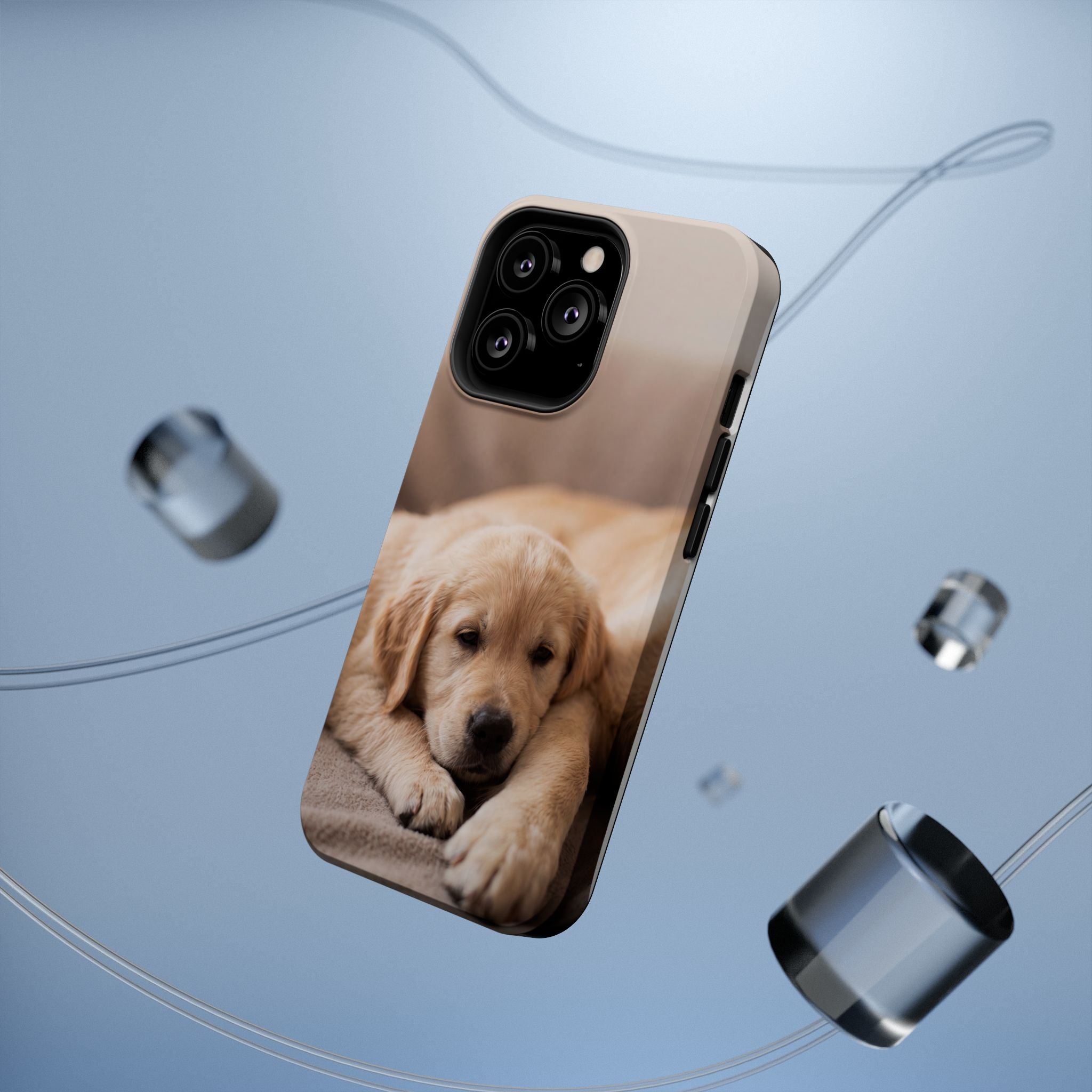 Golden Retriever Puppy Phone Case — Impact-Resistant Wireless Charging Cover