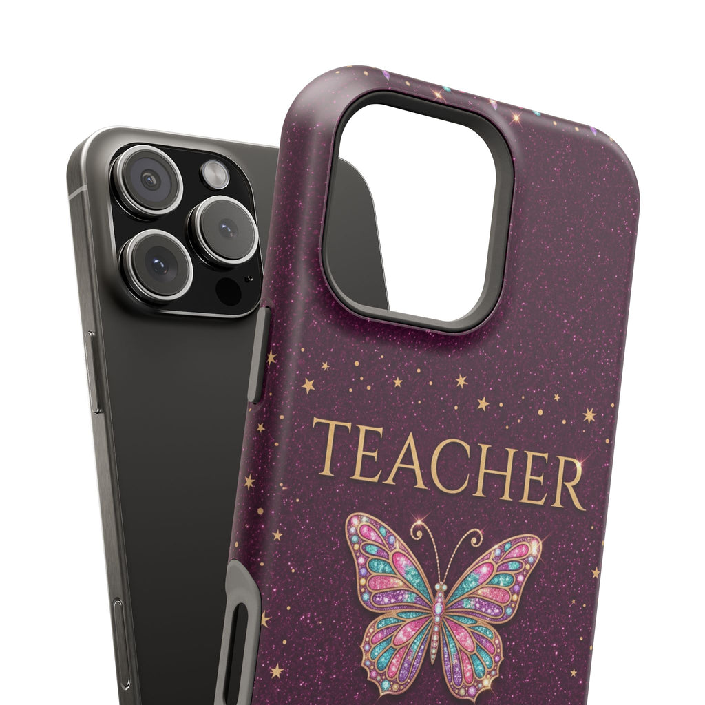 Teacher Life Glitter Butterfly Phone Case — Wireless Charging Cover
