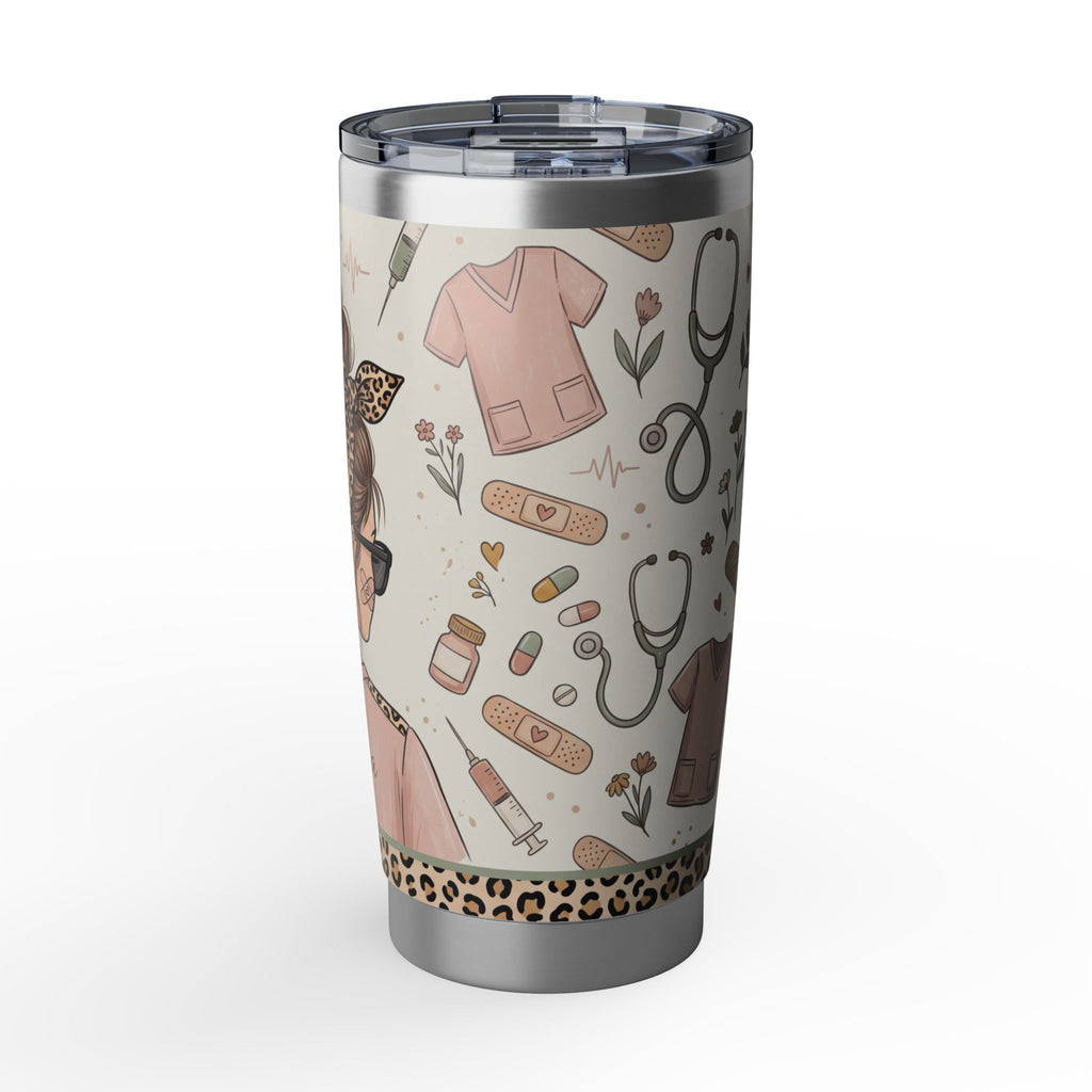 Personalized Leopard Bandana Nurse Tumbler – Custom Name Realistic Design 20 oz