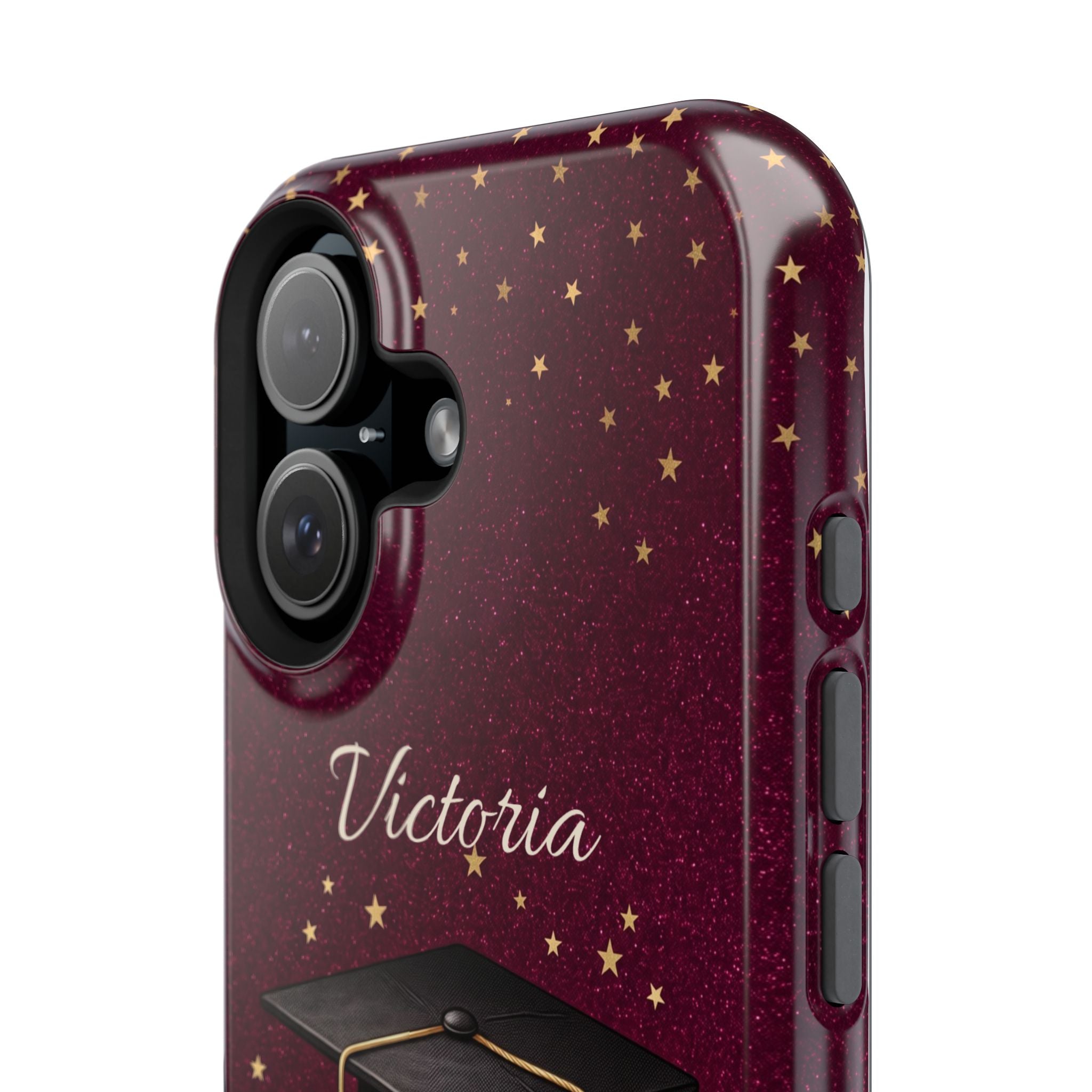 Graduation Cap & Books Personalized Teacher Phone Case — Wireless Charging Cover