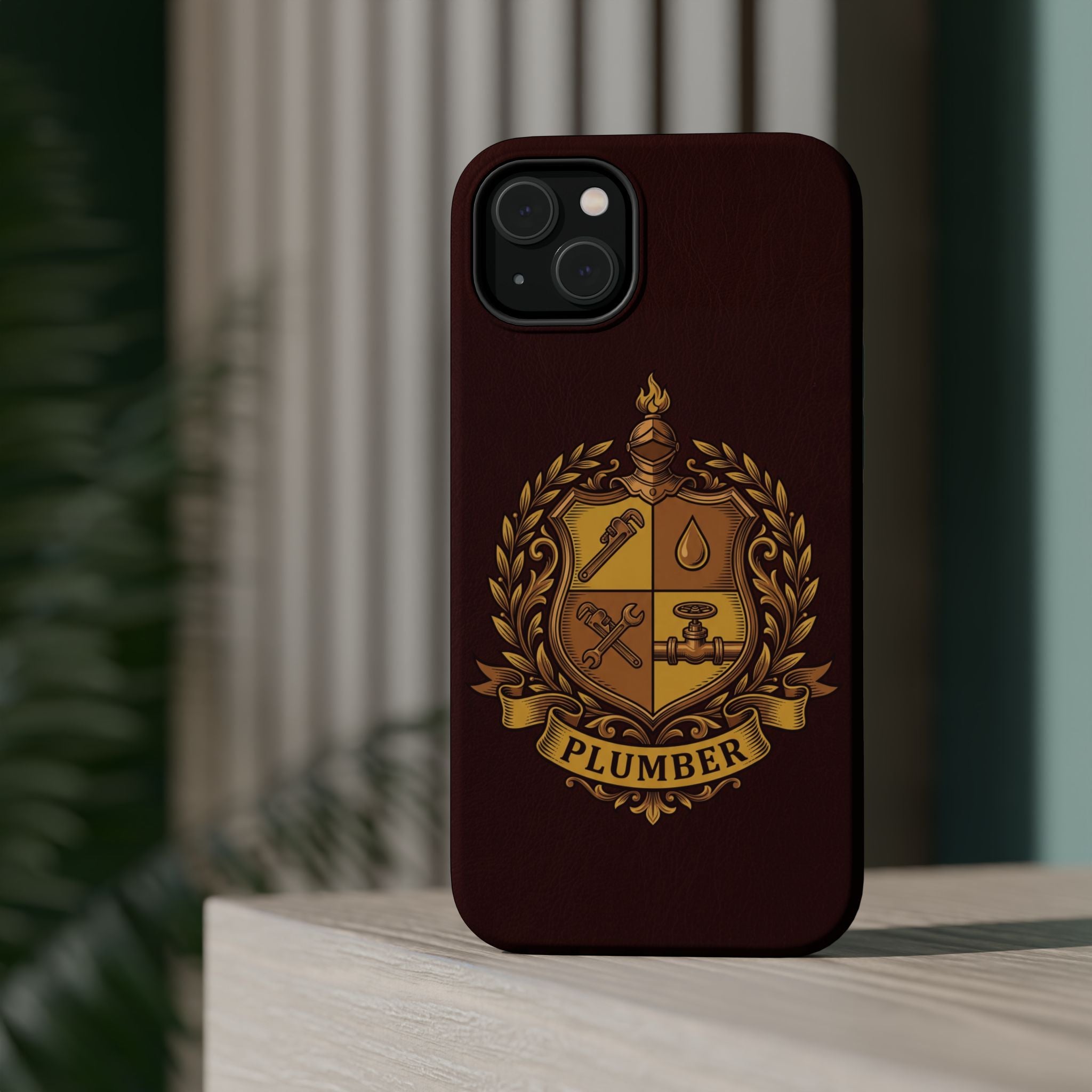 Plumber Crest Phone Case — Heraldic Shield Wireless Charging Cover