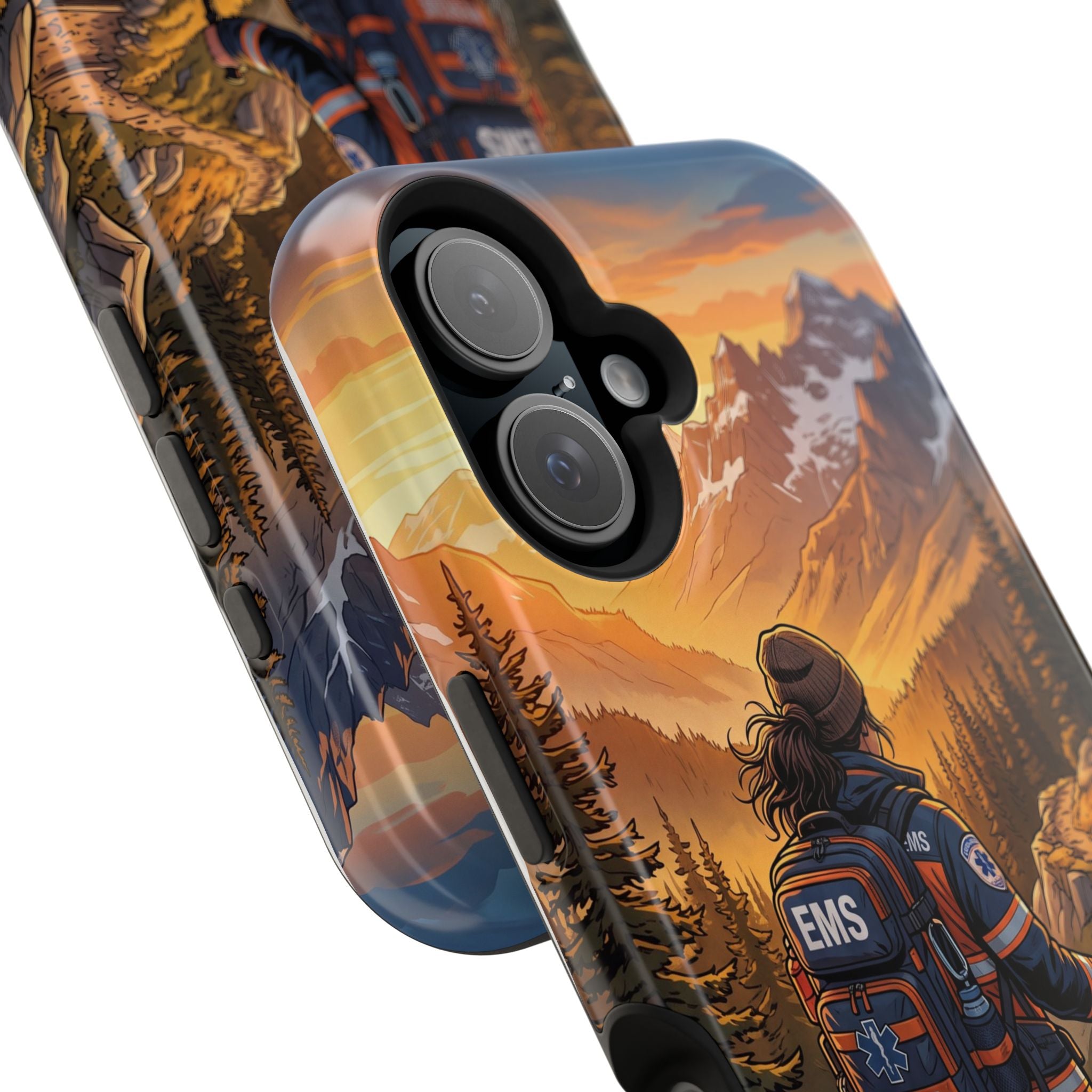 Paramedic/EMT Mountain Phone Case — Magnetic Wireless Charging Cover