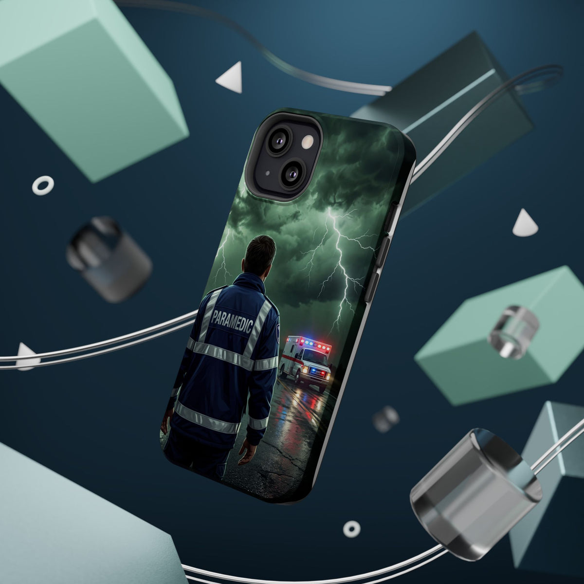 Paramedic Green Storm Phone Case — Magnetic Wireless Charging Cover