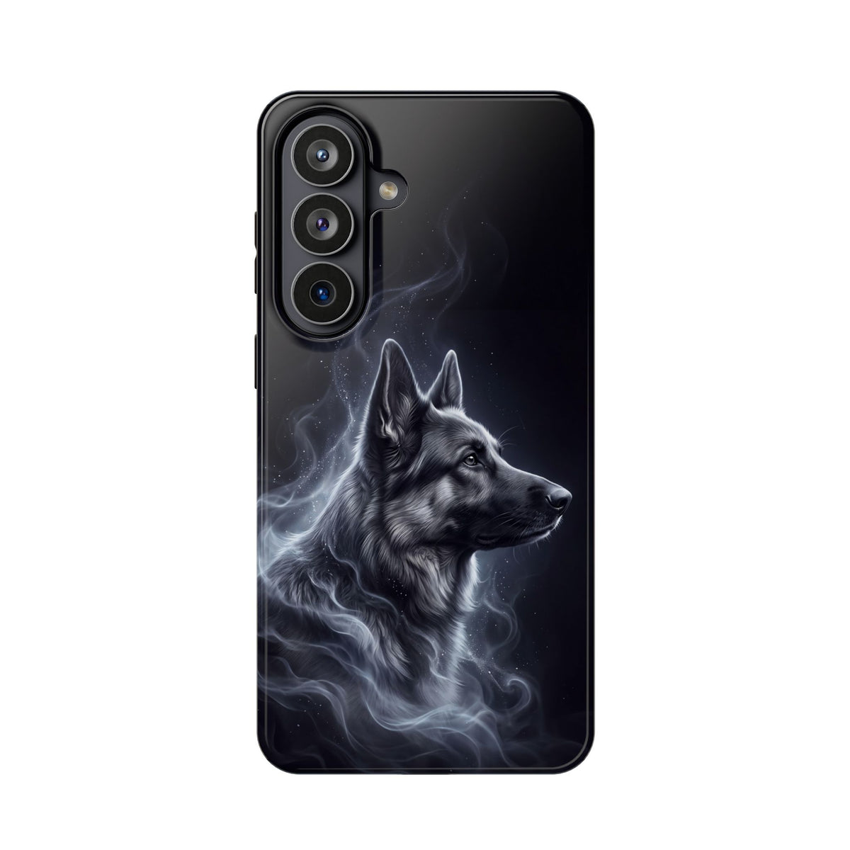 German Shepherd Phone Case | Silver Moonlight Mist Art — Tough Magnetic Case with Wireless Charging