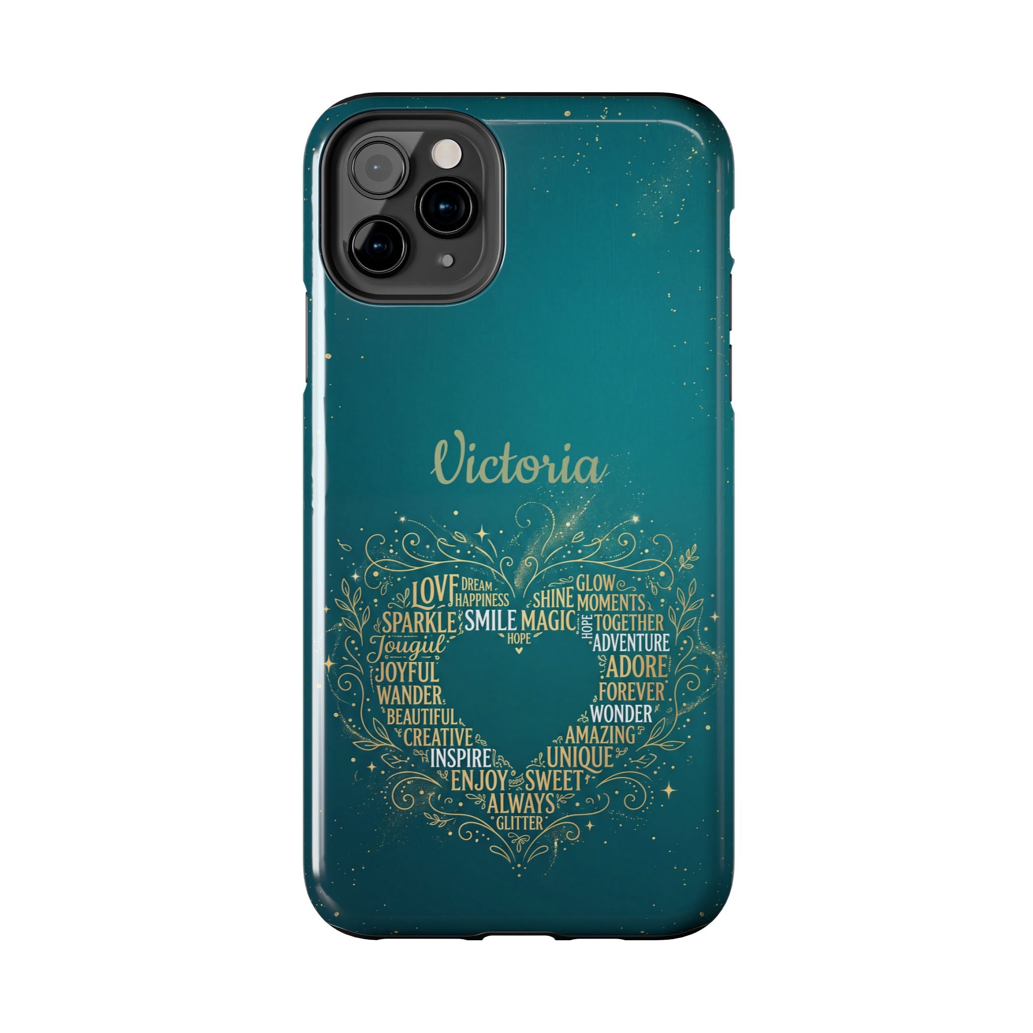 Personalized Teacher Phone Case — Custom Name Heart Word Art Design