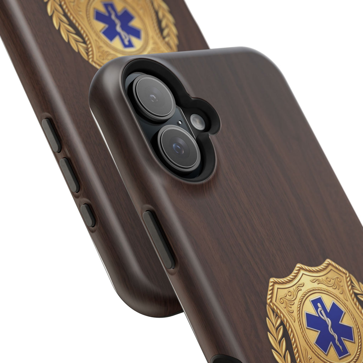 Gold EMS Laurel Badge Wood Phone Case — Magnetic Wireless Charging Cover