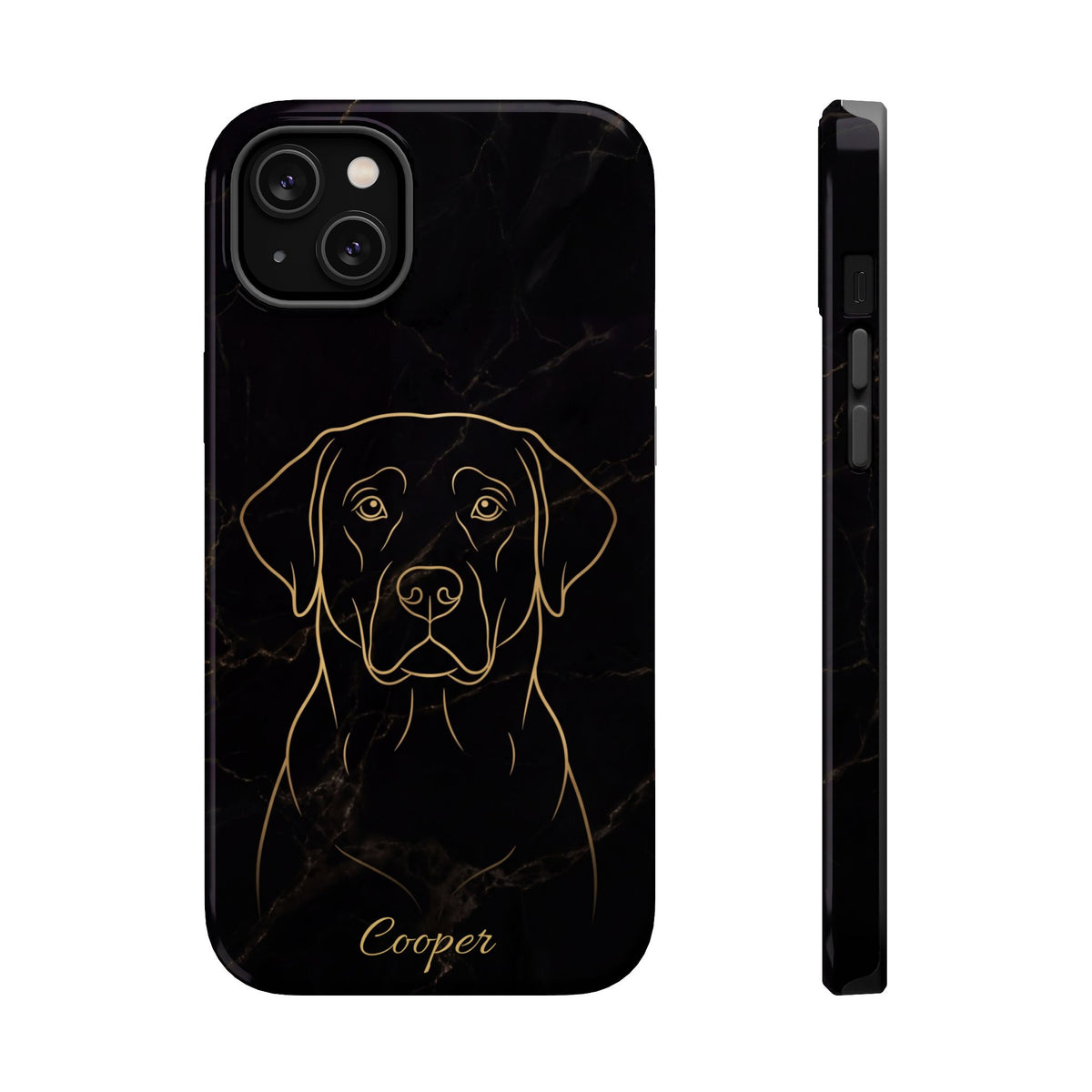Personalized Gold Line Art Labrador Phone Case — Tough Magnetic Case with Wireless Charging