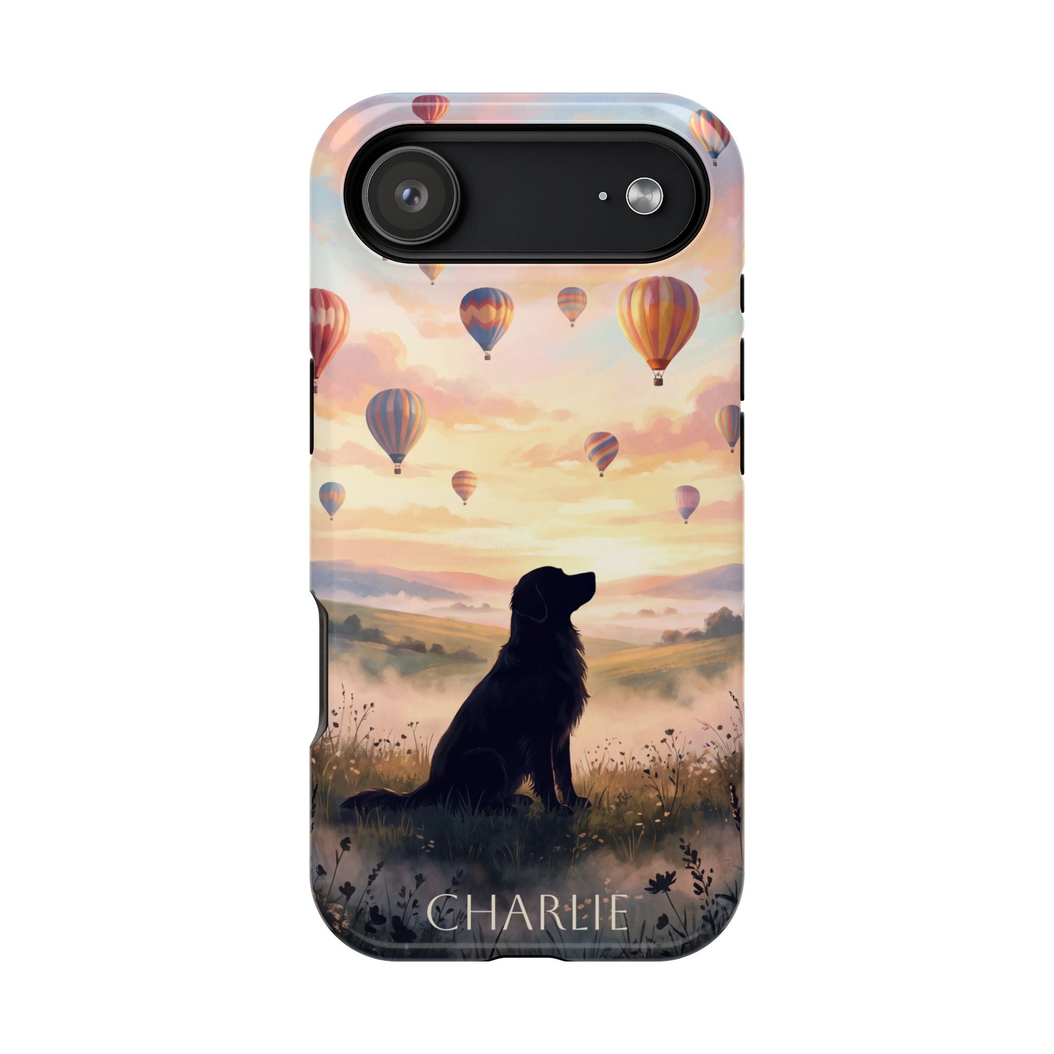 Personalized Golden Retriever Hot Air Balloon Phone Case — Wireless Charging Cover