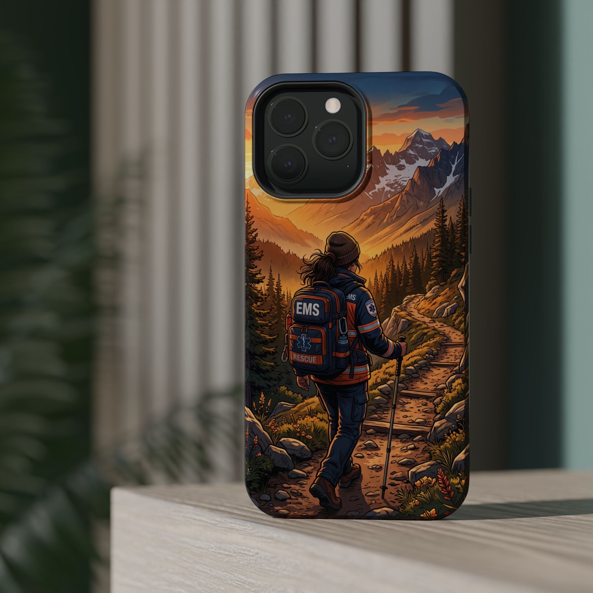 Paramedic/EMT Mountain Phone Case — Magnetic Wireless Charging Cover