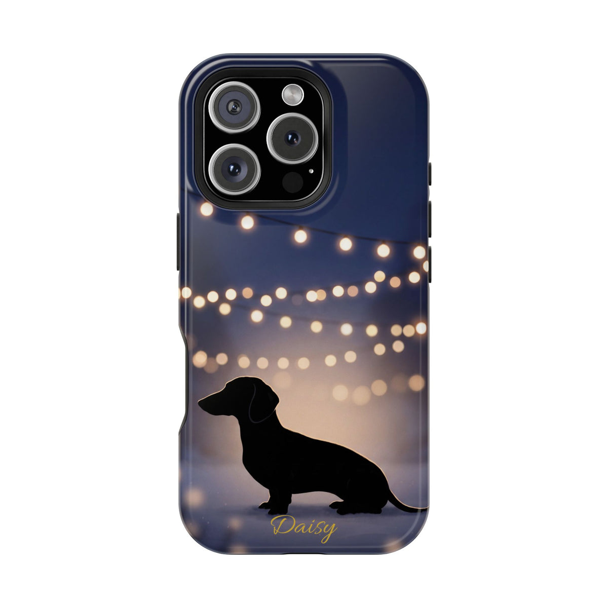 Personalized Dachshund Fairy Lights Phone Case — Wireless Charging Cover
