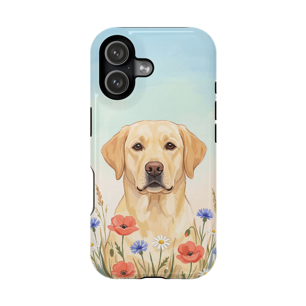 Labrador Wildflower Painting Phone Case — Tough Magnetic Case with Wireless Charging