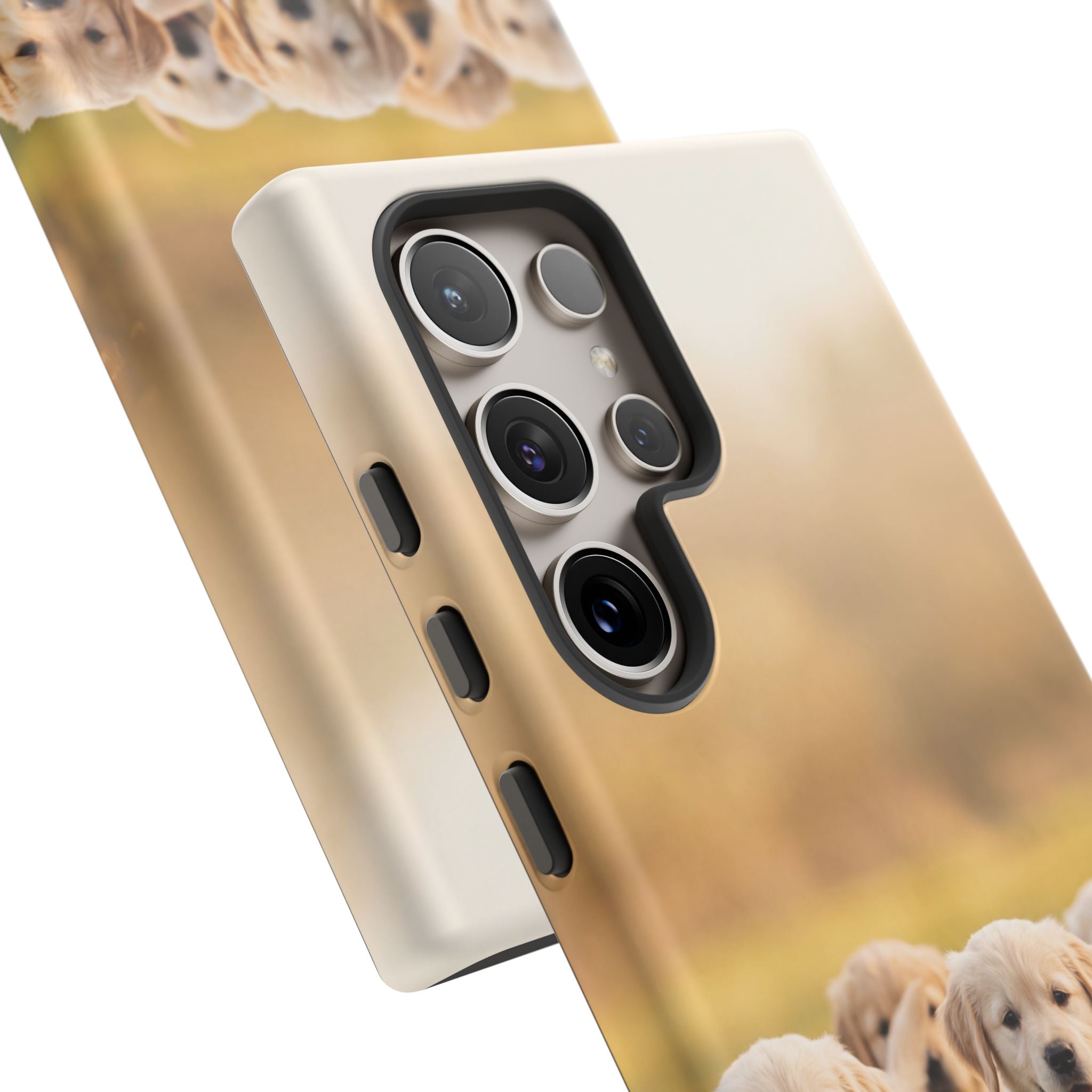 Golden Retriever Puppies Phone Case | Playful Puppy Pack Running in Grass | iPhone & Samsung