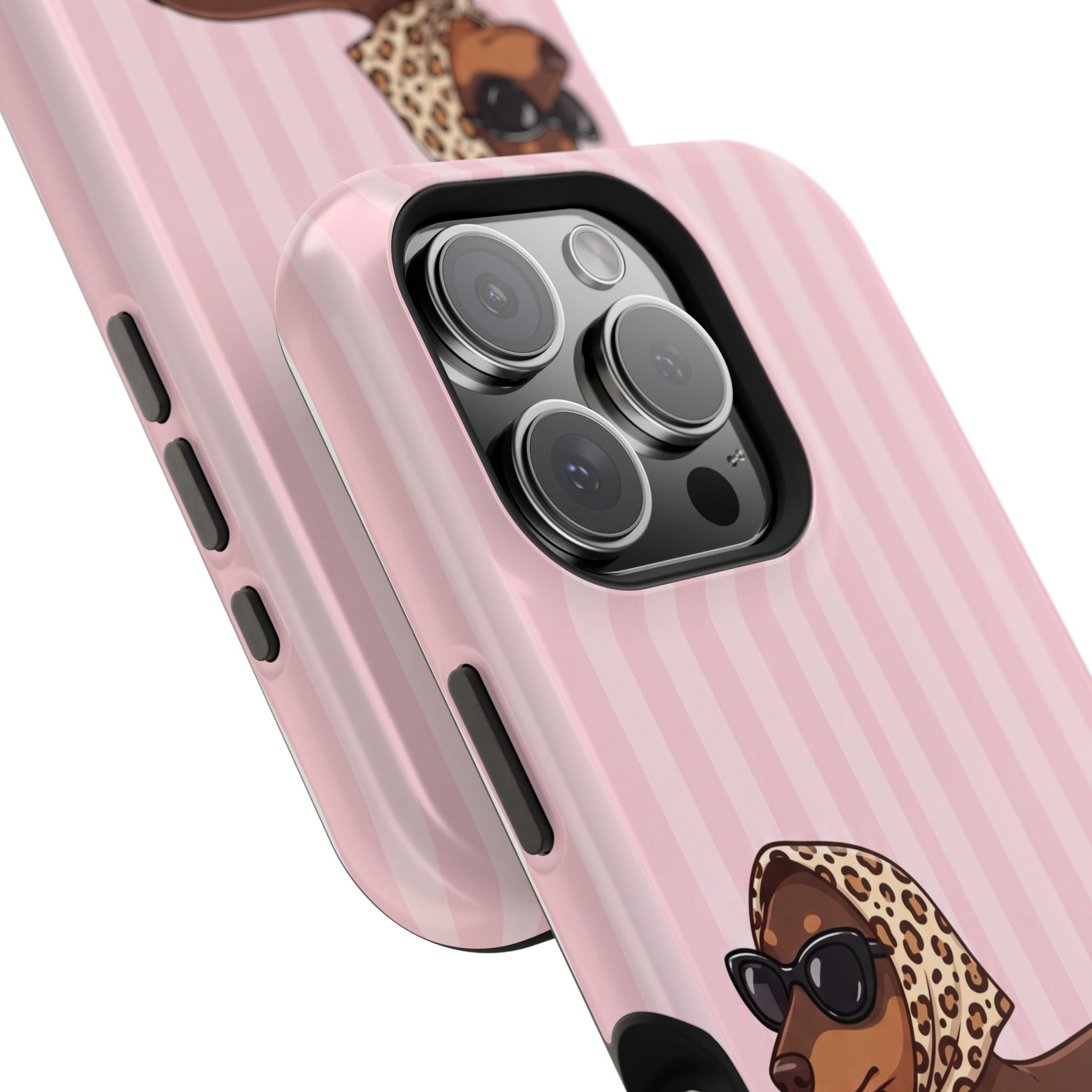 Preppy Dachshund Phone Case — Impact-Resistant Wireless Charging Cover