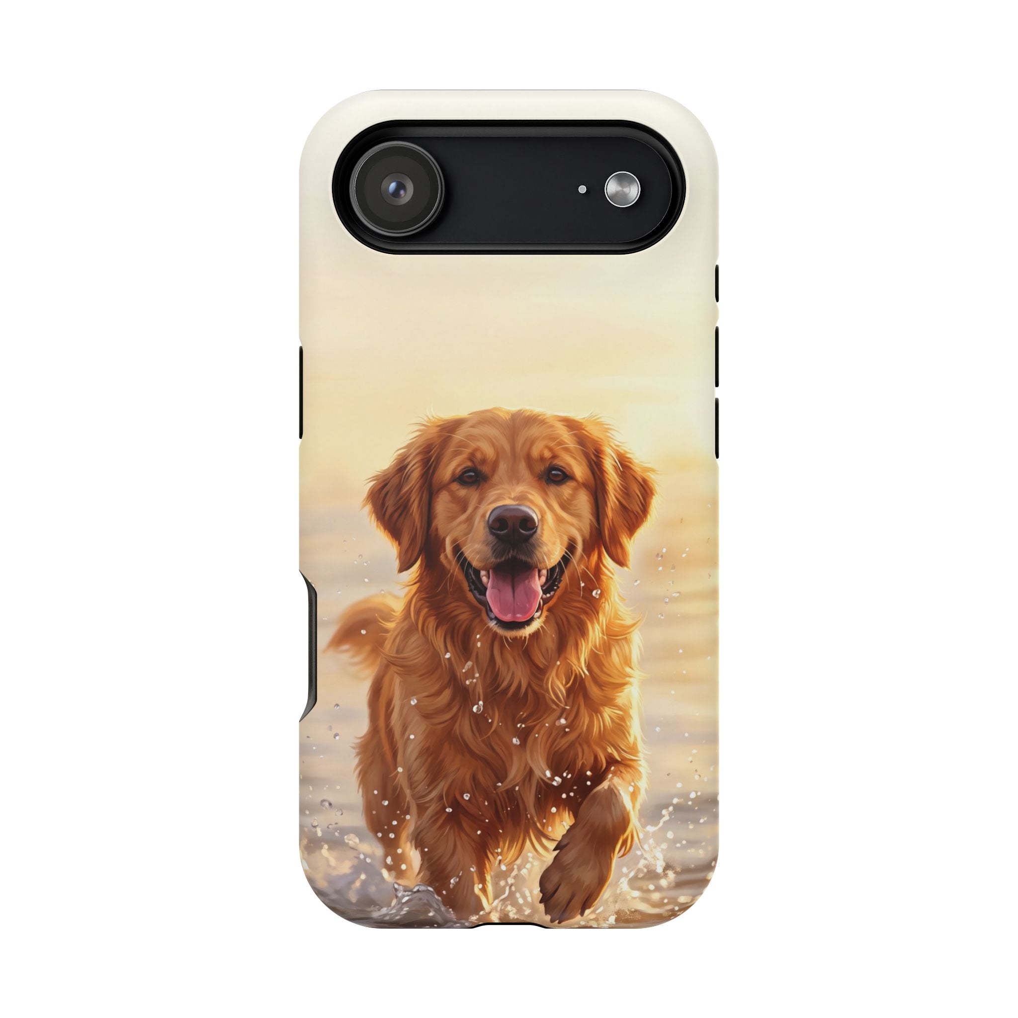 Beach Golden Retriever Phone Case — Impact-Resistant Wireless Charging Cover