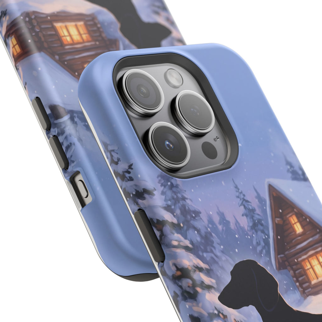 Personalized Dachshund Winter Cabin Phone Case — Wireless Charging Cover