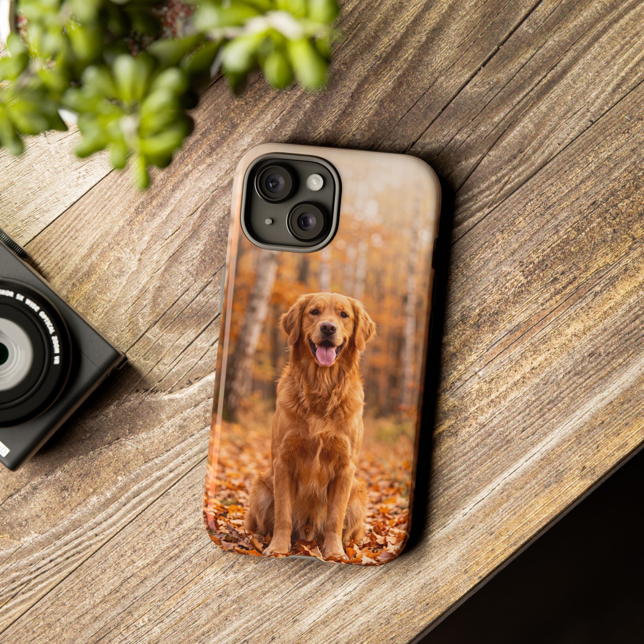 Golden Retriever Autumn Forest Phone Case | Happy Dog in Fall Foliage | Samsung & iPhone