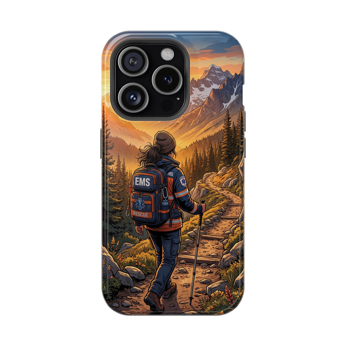 Paramedic/EMT Mountain Phone Case — Magnetic Wireless Charging Cover