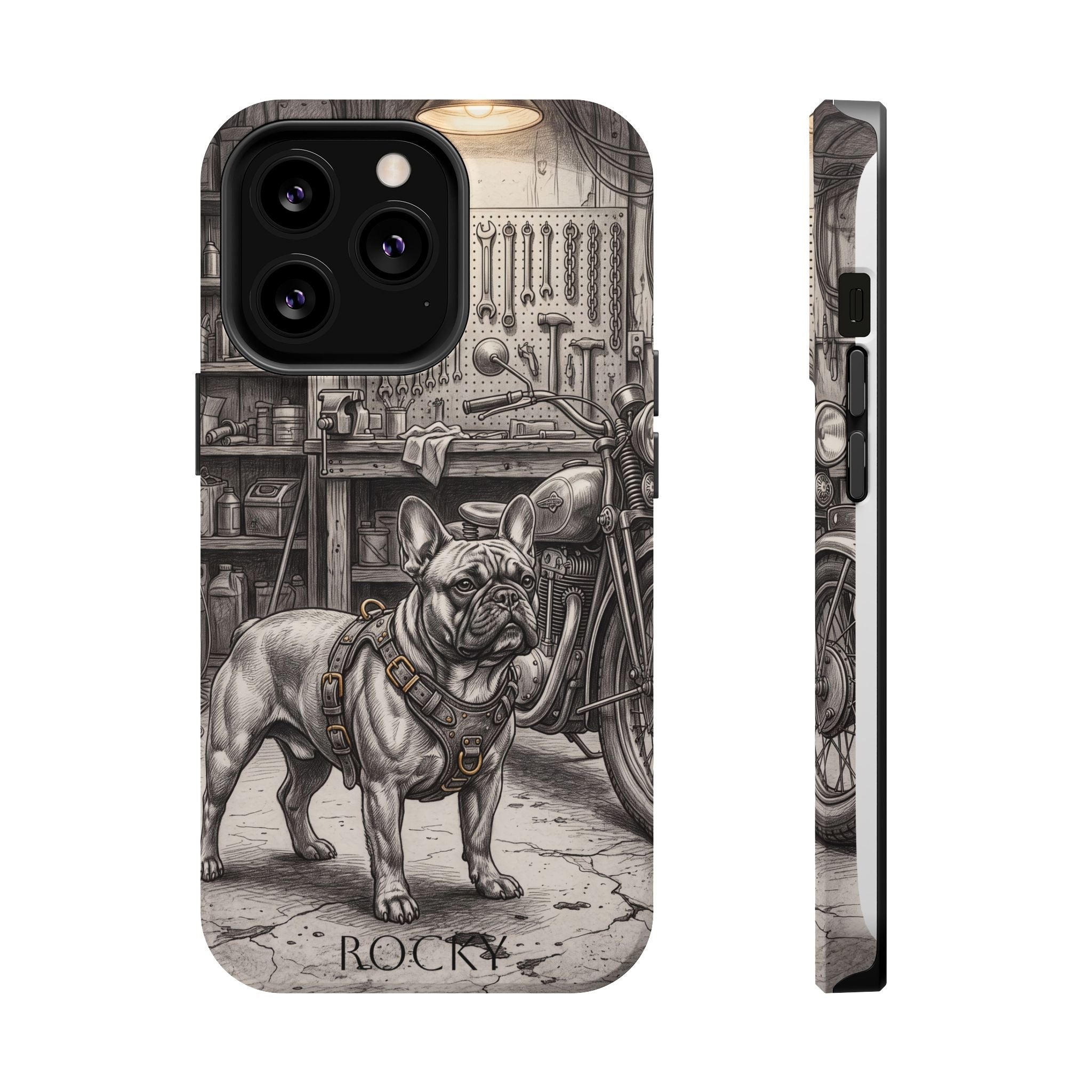 Personalized French Bulldog Vintage Street Phone Case — Wireless Charging Cover