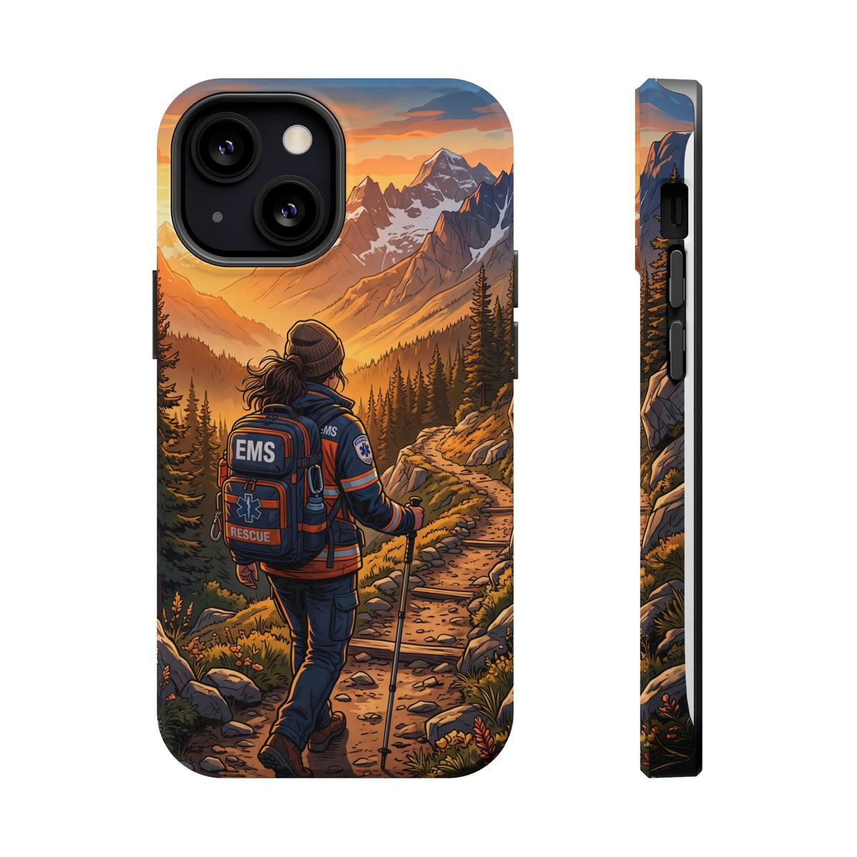 Paramedic/EMT Mountain Phone Case — Magnetic Wireless Charging Cover