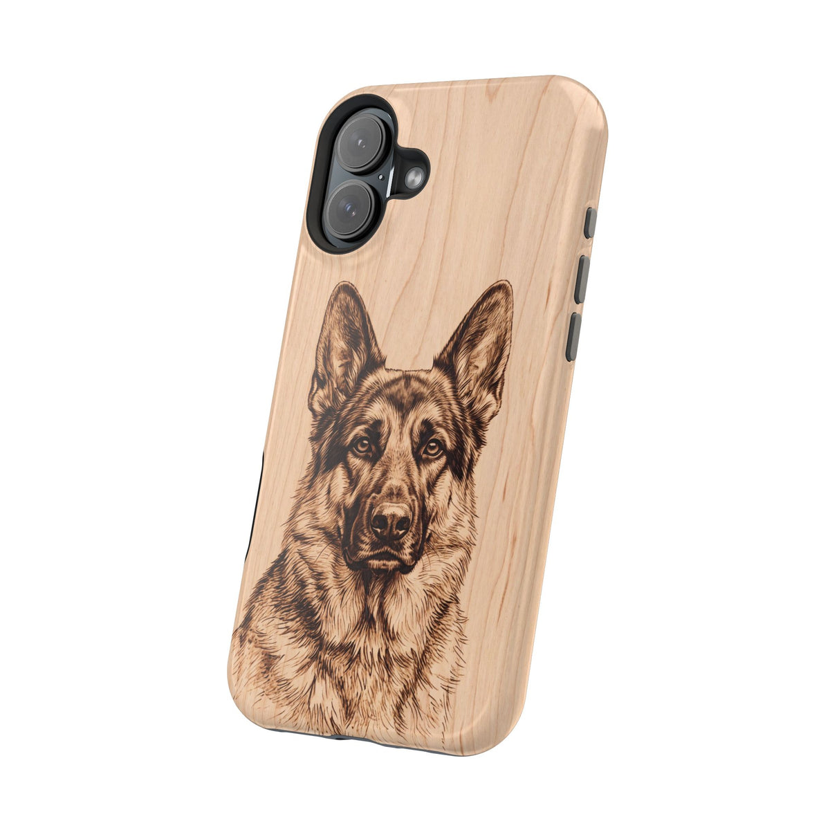 German Shepherd Phone Case | Pyrography Art — Tough Magnetic Case with Wireless Charging