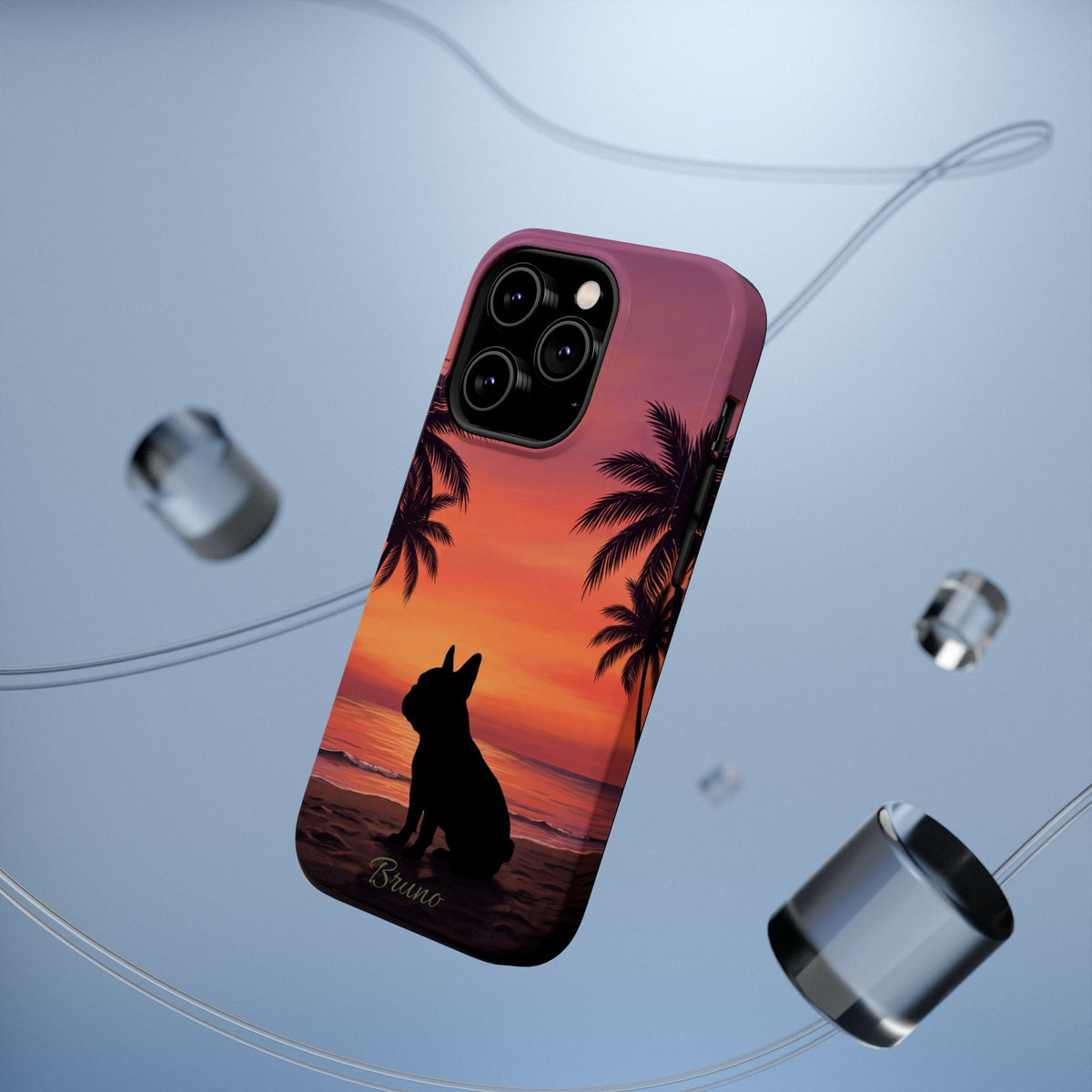 Personalized French Bulldog Tropical Beach Phone Case — Wireless Charging Cover