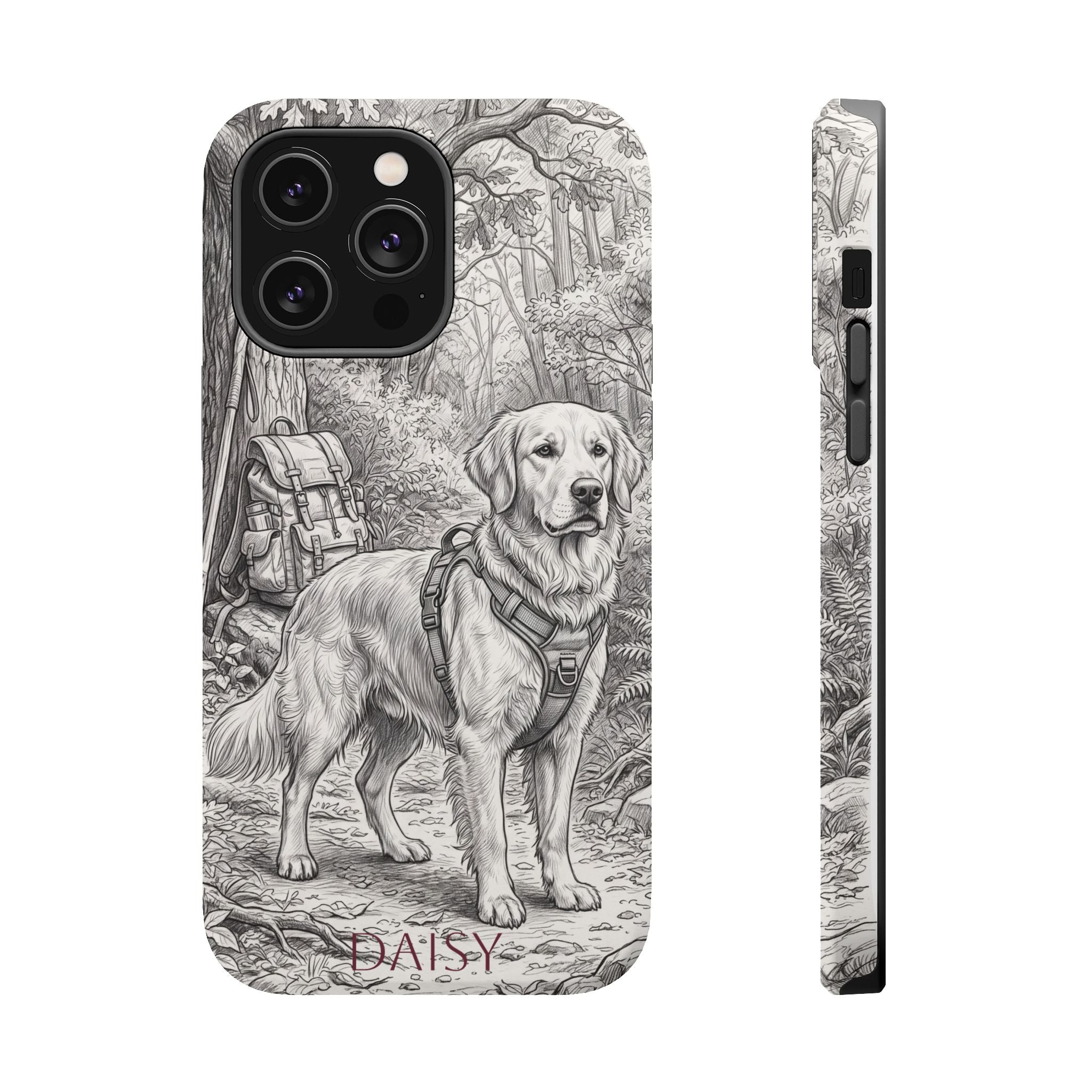 Personalized Golden Retriever Woodland Trail Phone Case — Wireless Charging Cover