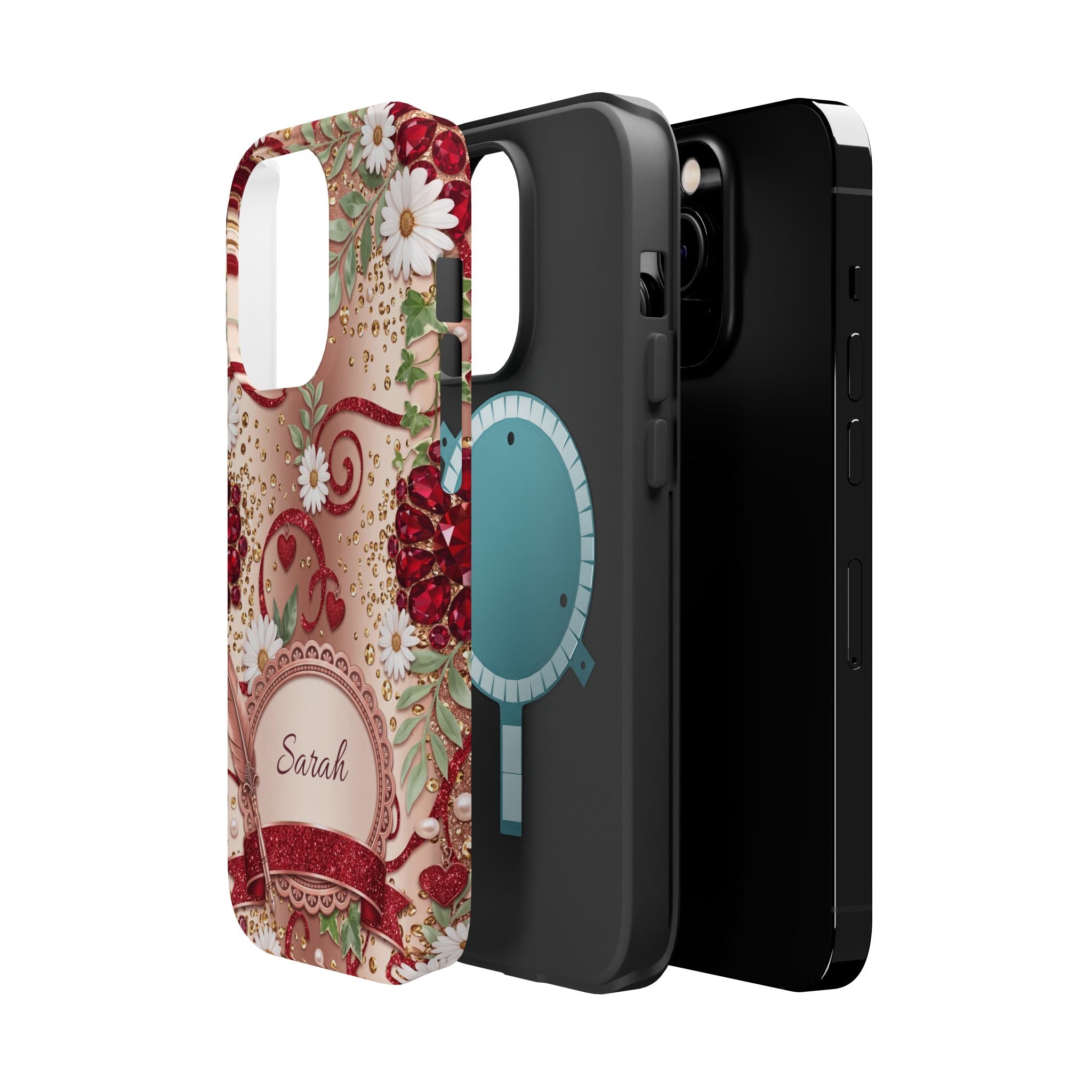 Personalized Vintage Floral Teacher Phone Case — Wireless Charging Cover