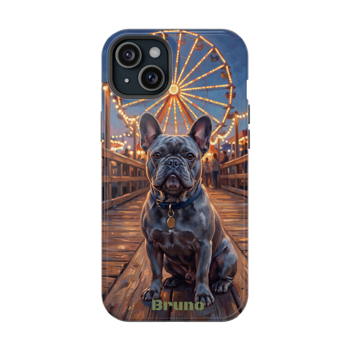 Personalized French Bulldog Pier Lights Phone Case — Wireless Charging Cover