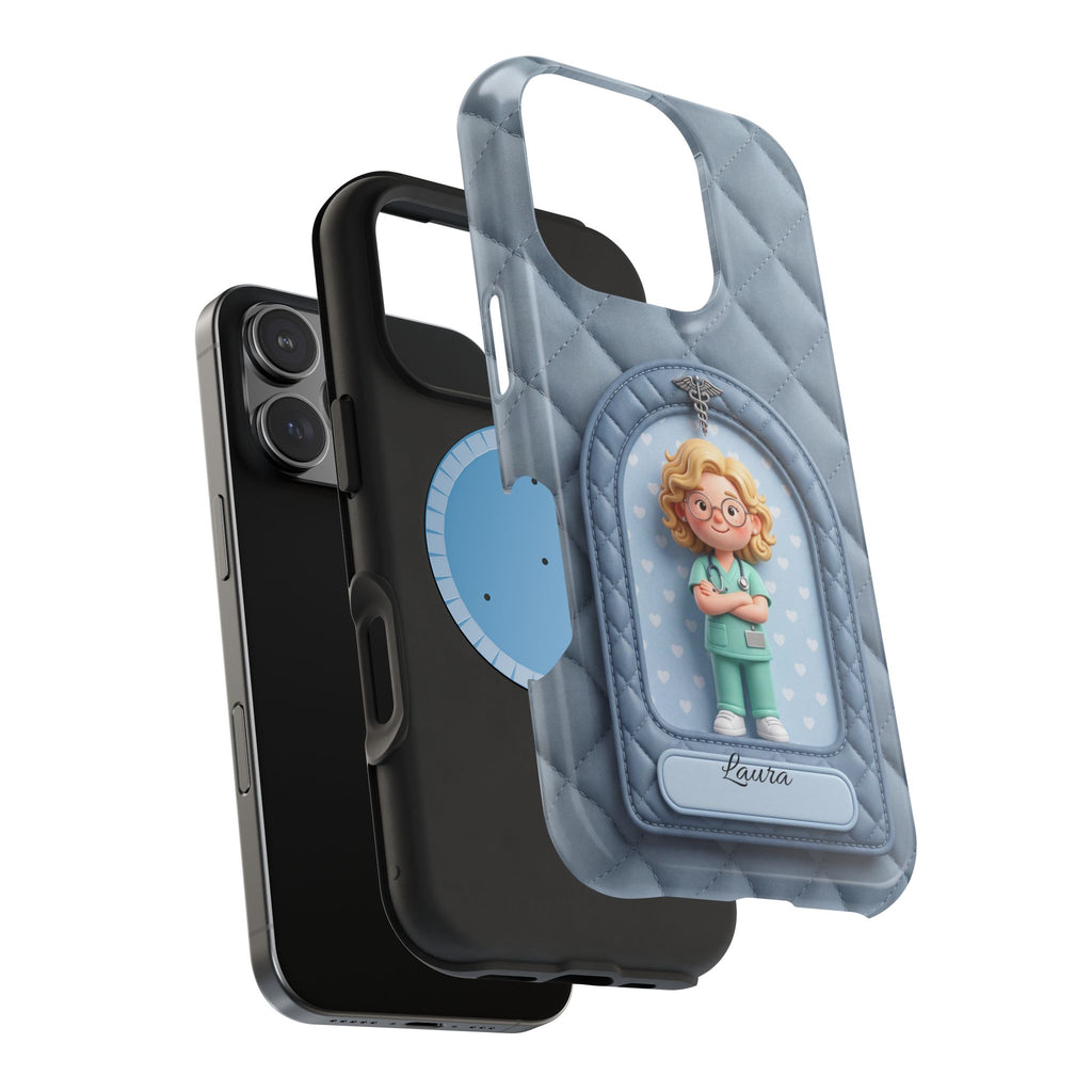 Personalized Quilted Nurse Phone Case — Wireless Charging Cover