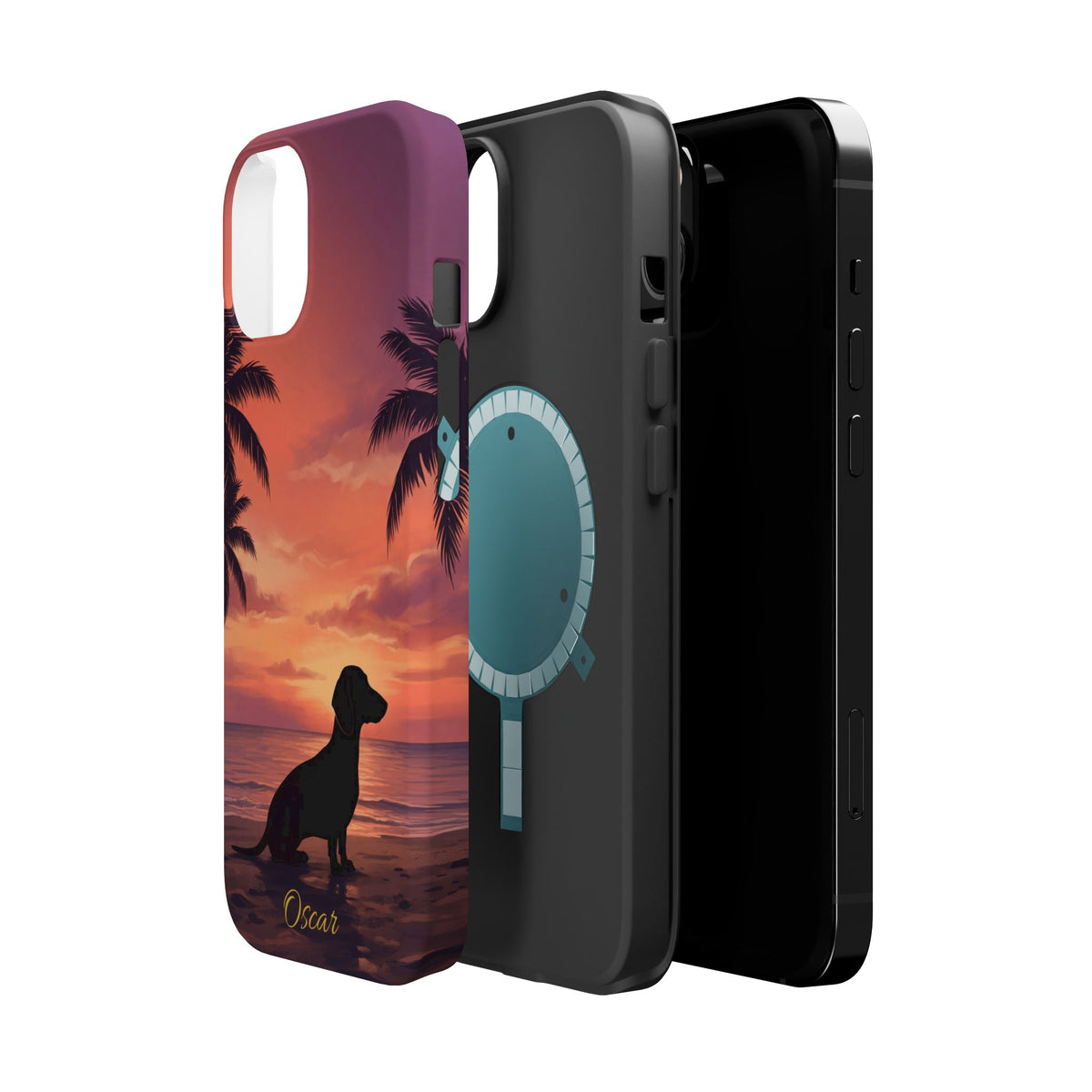 Personalized Dachshund Tropical Beach Sunset Phone Case — Wireless Charging Cover
