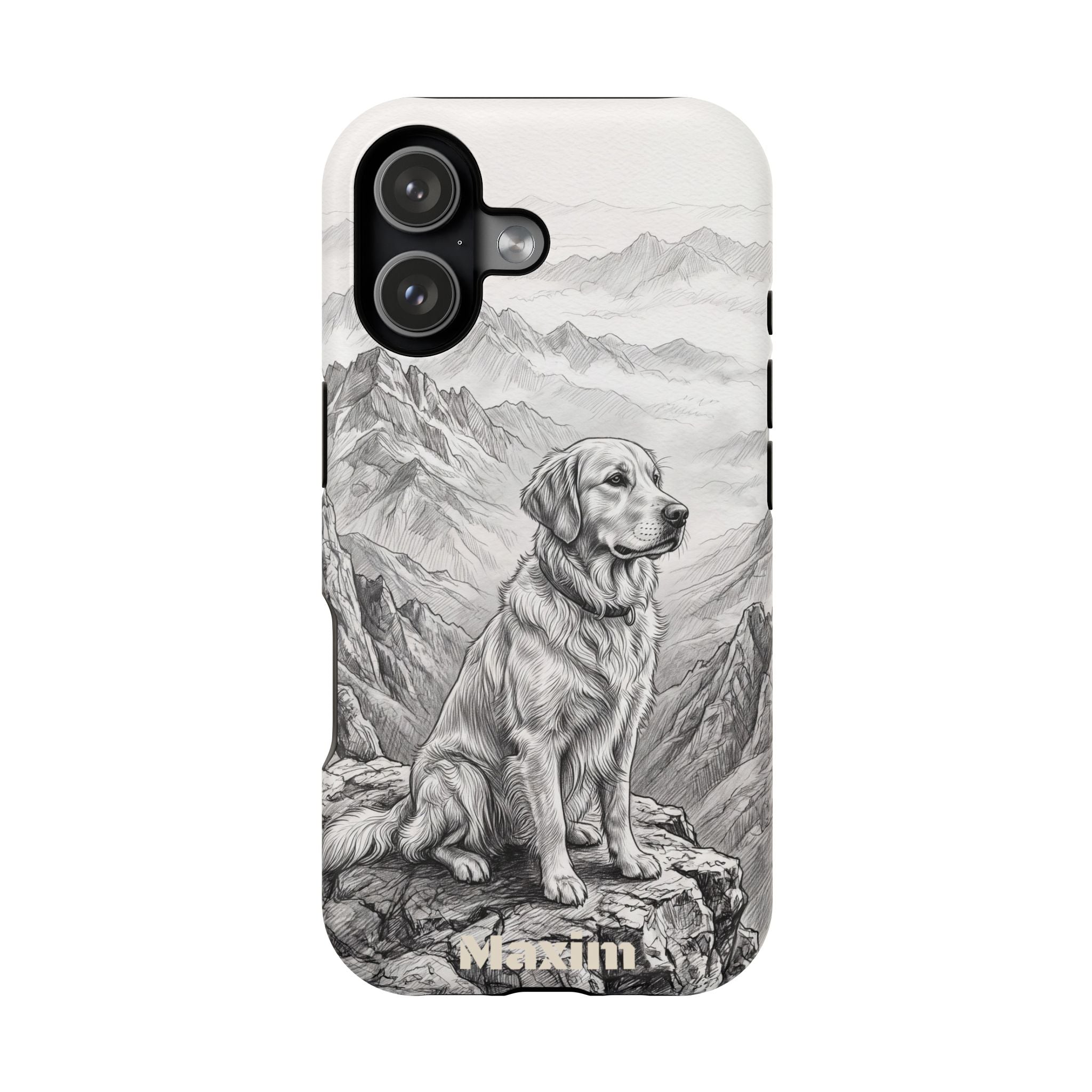 Personalized Golden Retriever Mountain Peak Phone Case — Wireless Charging Cover