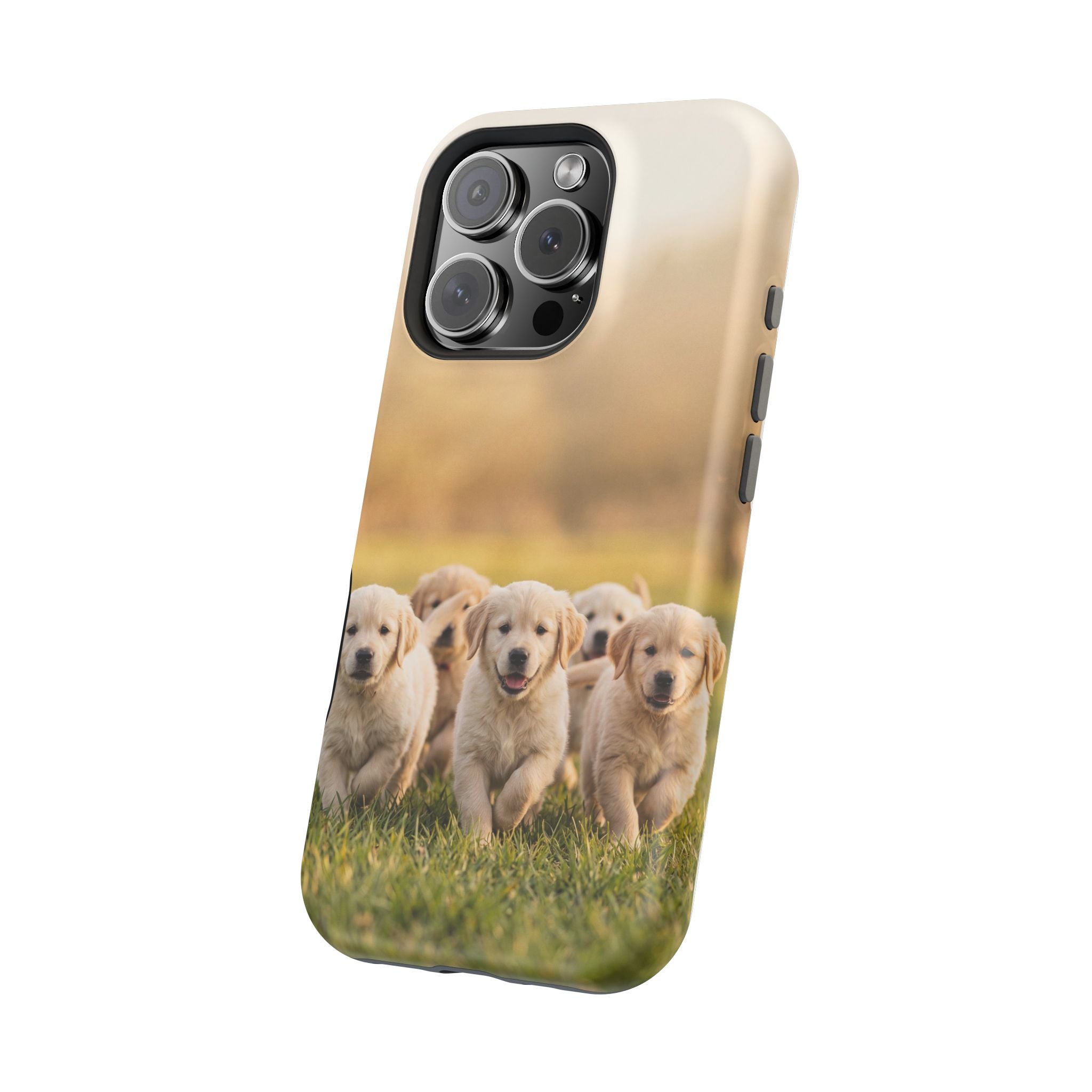 Golden Retriever Puppies Phone Case — Impact-Resistant Wireless Charging Cover