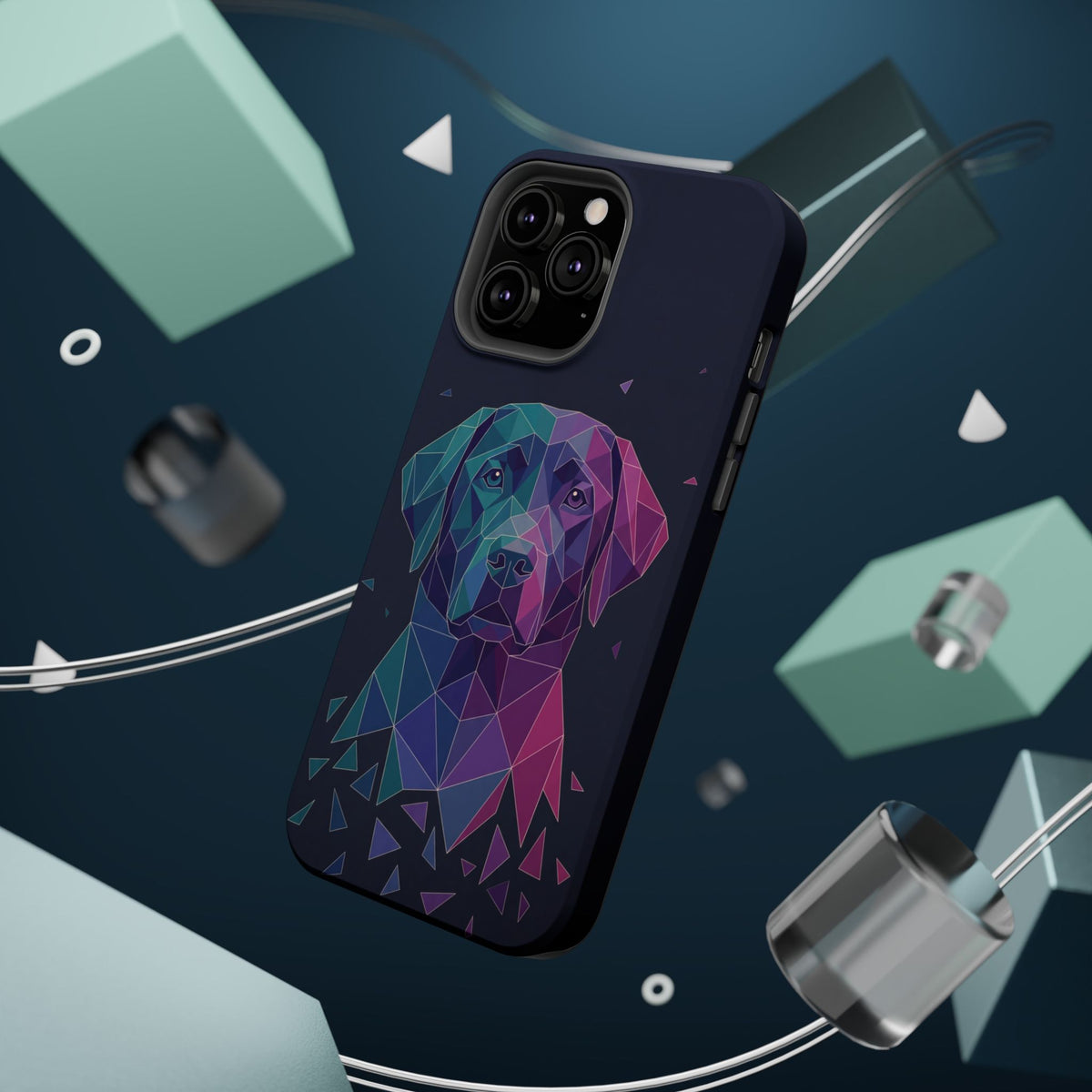 Geometric Labrador Phone Case — Tough Magnetic Case with Wireless Charging