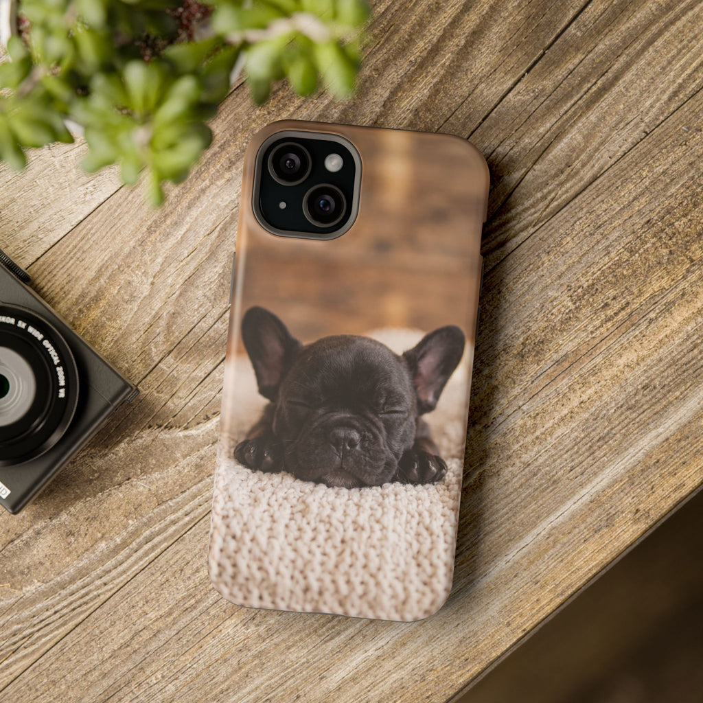Sleepy French Bulldog Phone Case — Impact-Resistant Wireless Charging Cover