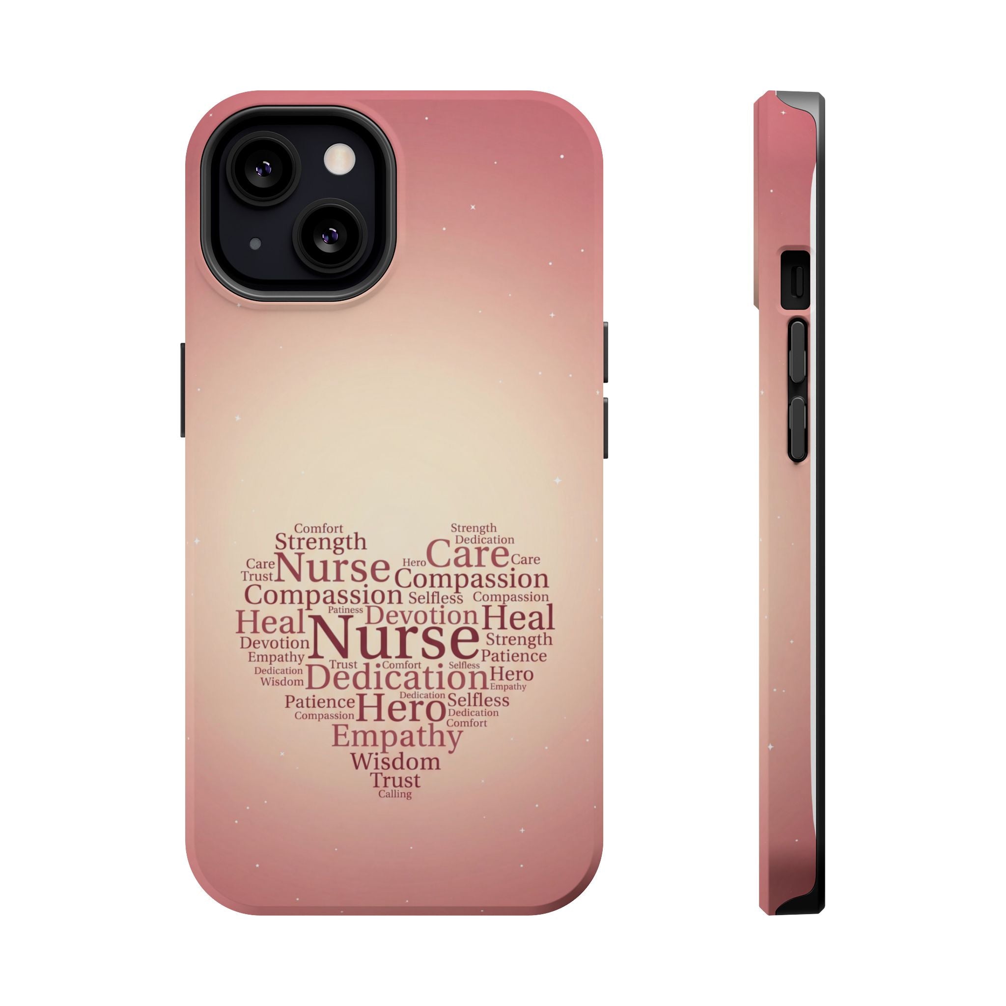 Nurse Heart Word Art Phone Case — Impact-Resistant Wireless Charging Cover