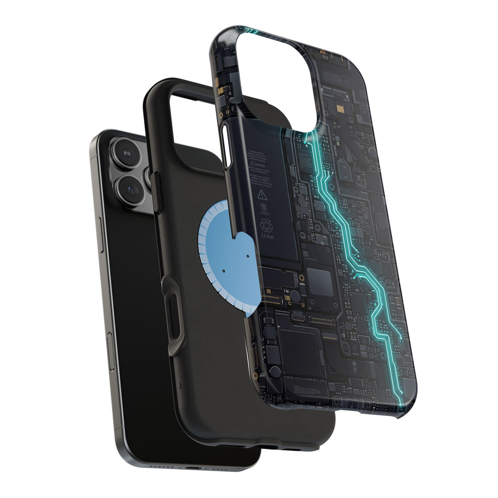 Cyan Bolt Electrician Phone Case — Electric Circuit Wireless Charging Cover