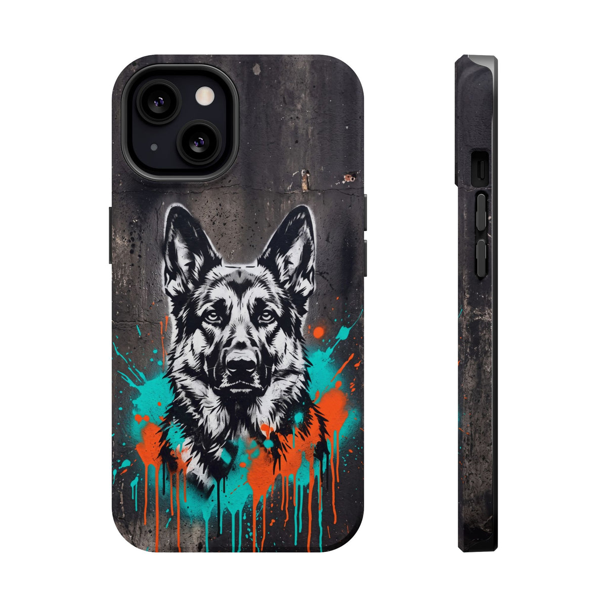 German Shepherd Phone Case | Graffiti Street Art — Tough Magnetic Case with Wireless Charging