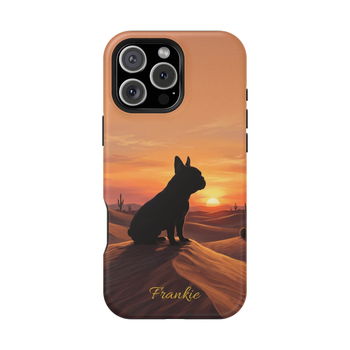 Personalized French Bulldog Desert Sunset Phone Case — Wireless Charging Cover