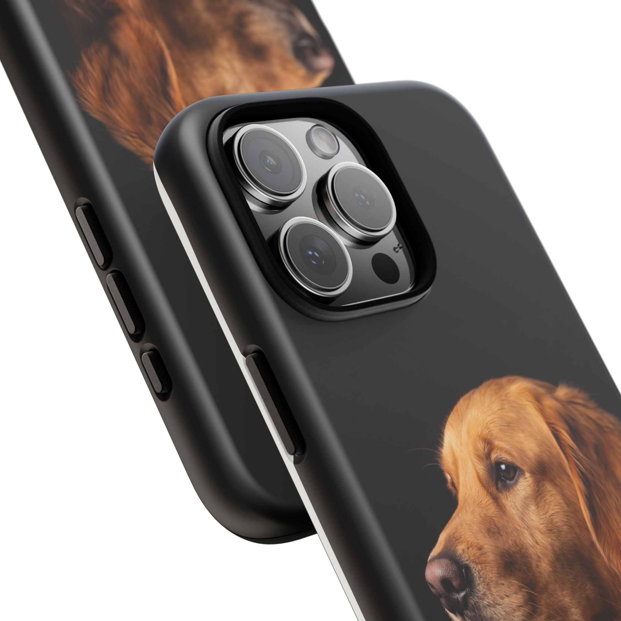 Golden Retriever Portrait Phone Case | Realistic Dog Photo on Black Background | iPhone & Samsung