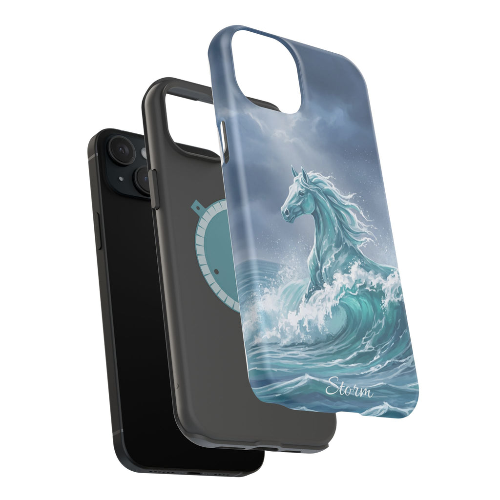 Personalized Ocean Wave Horse Phone Case — Tough Magnetic Case with Wireless Charging