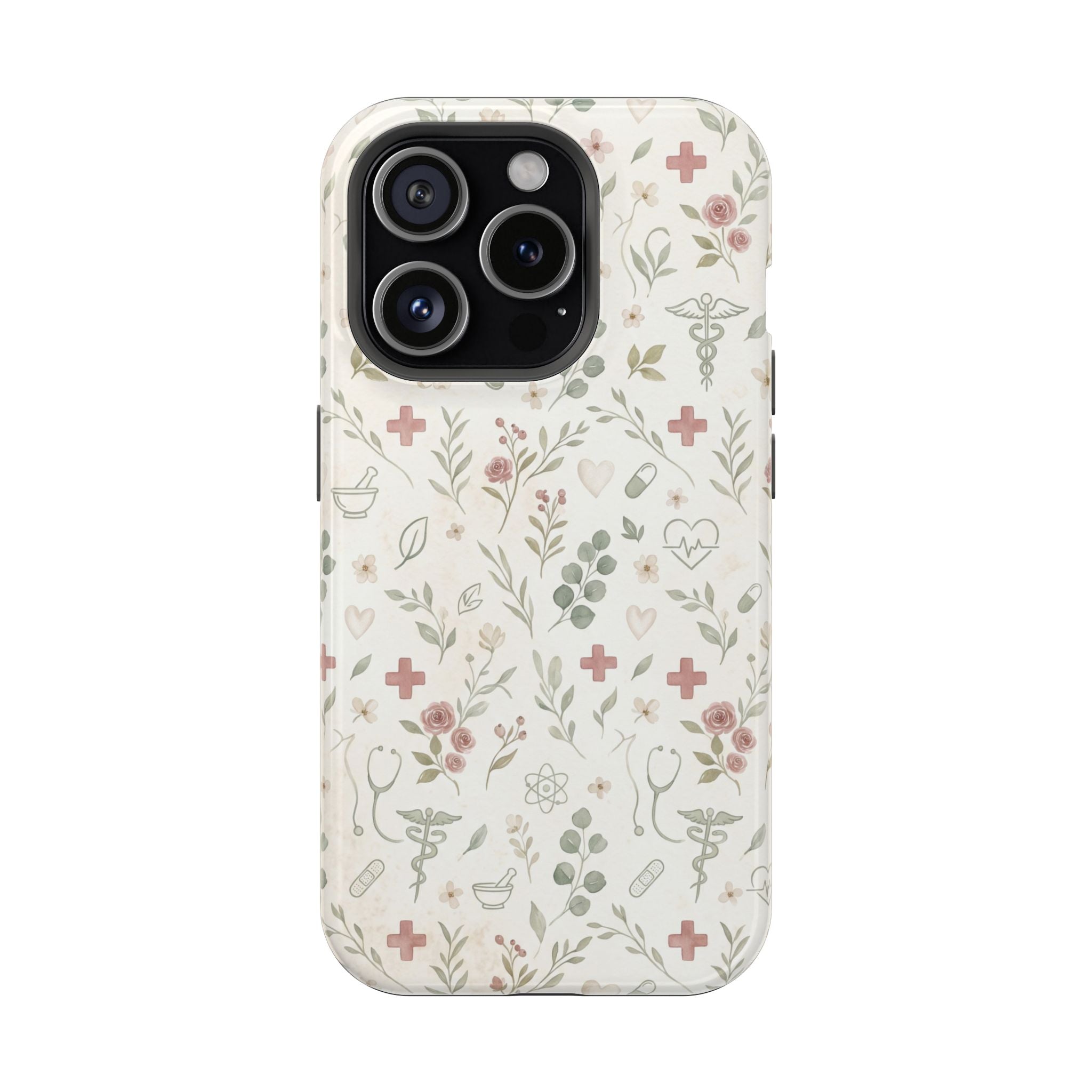 Floral Nurse Phone Case — Impact-Resistant Wireless Charging Cover