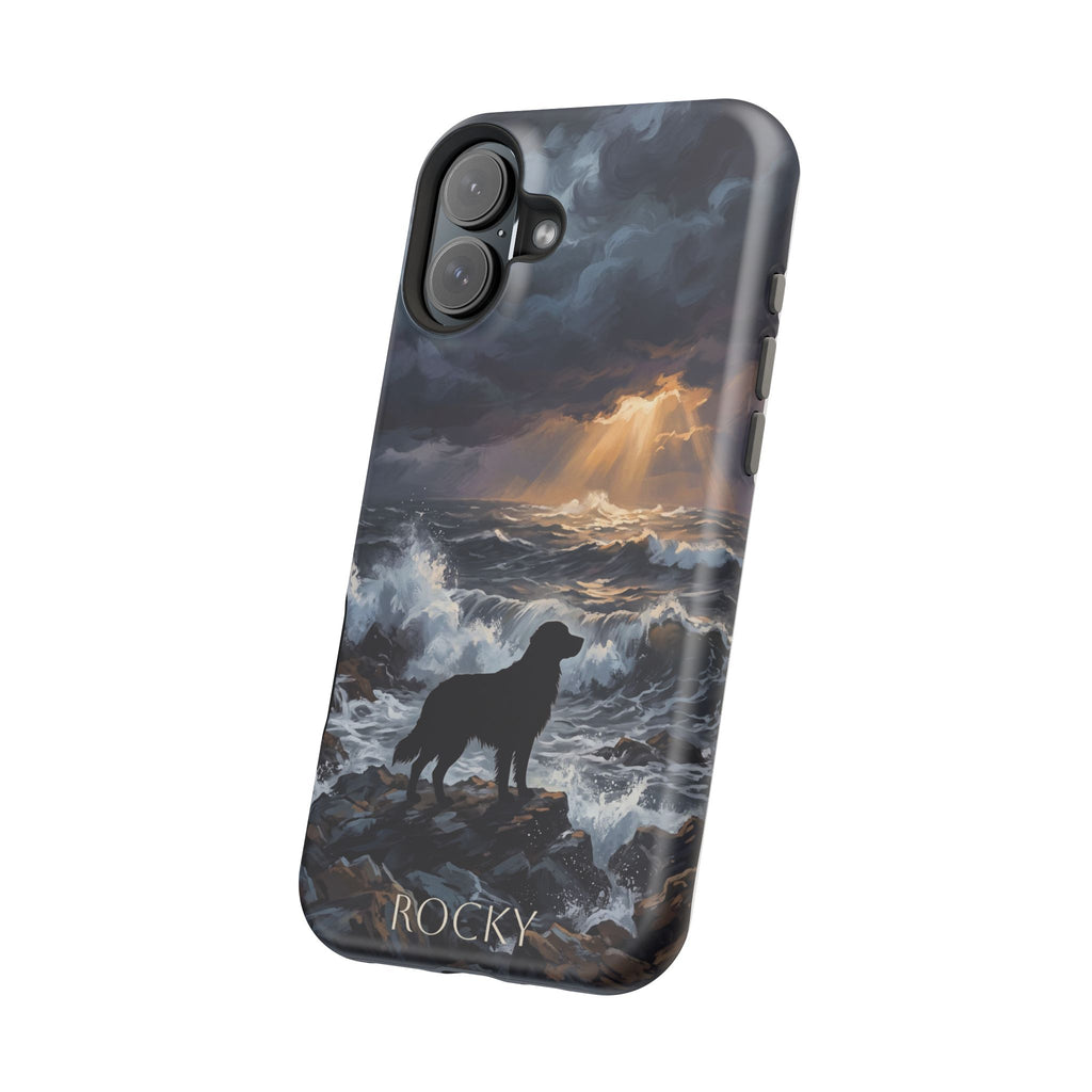 Personalized Golden Retriever Stormy Sea Phone Case — Wireless Charging Cover