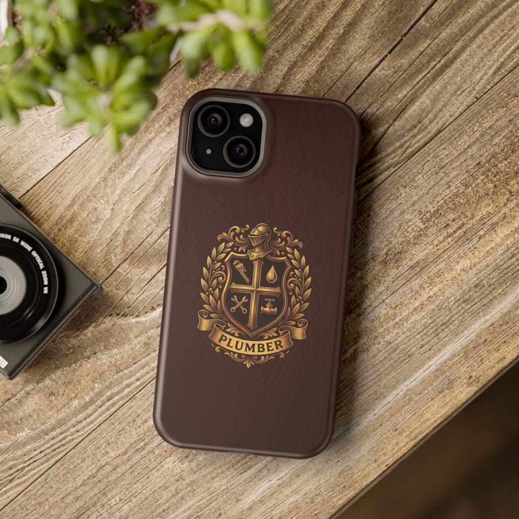 Plumber Crest Phone Case — Heraldic Shield Design Wireless Charging Cover