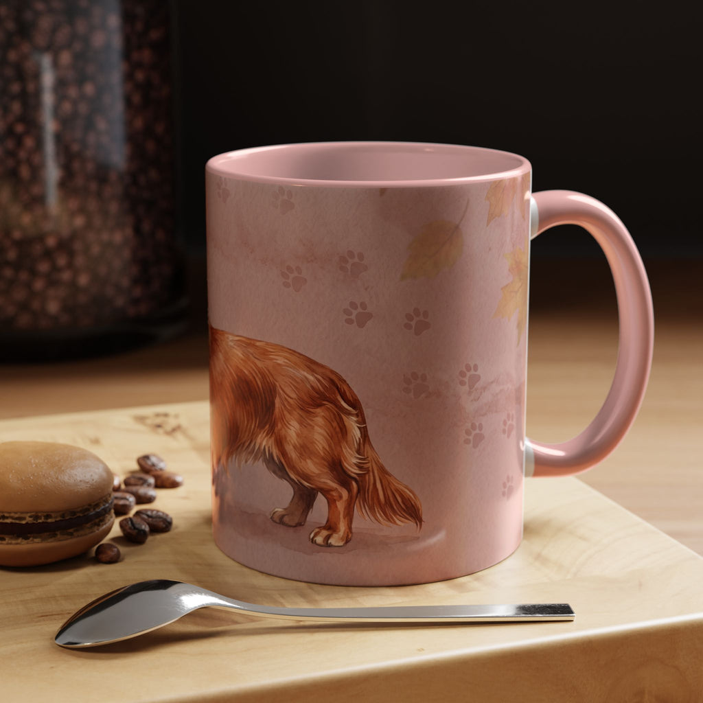 Dachshund Lover Mug | Long-Haired Wiener Dog with Plaid Bandana, Dusty Rose Watercolor Dog Gift