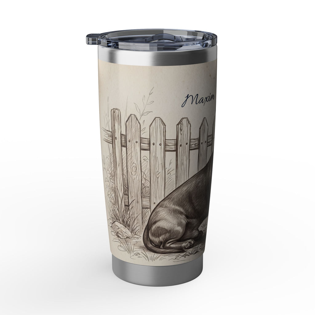 Royal Dachshund Stainless Tumbler — 20 oz Personalized Travel Mug with Cottage Garden Design